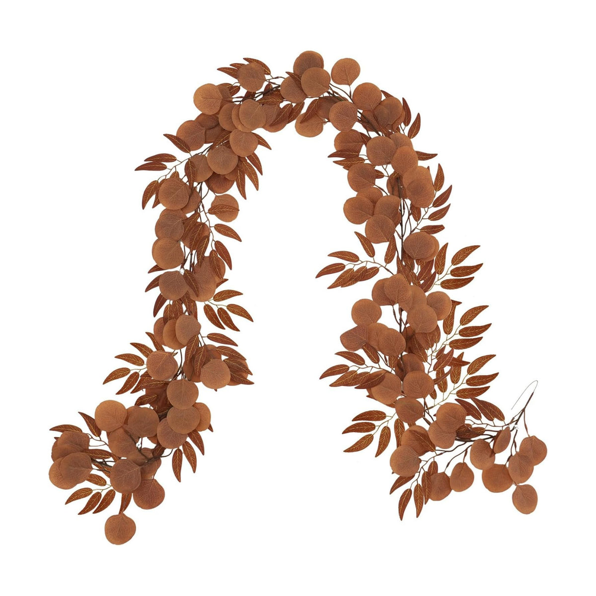 GREENTIME 1Pack 6.5Ft Fall Artificial Eucalyptus Garland with Willow Leaves