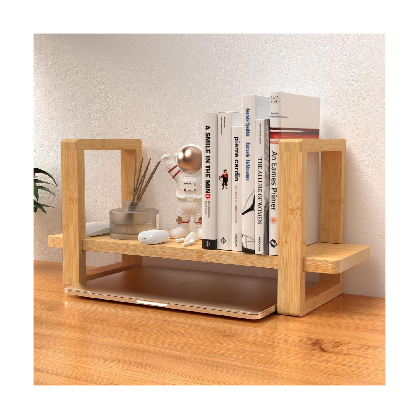 Small Adjustable Desk Bookshelf Organizer / Bright Bamboo