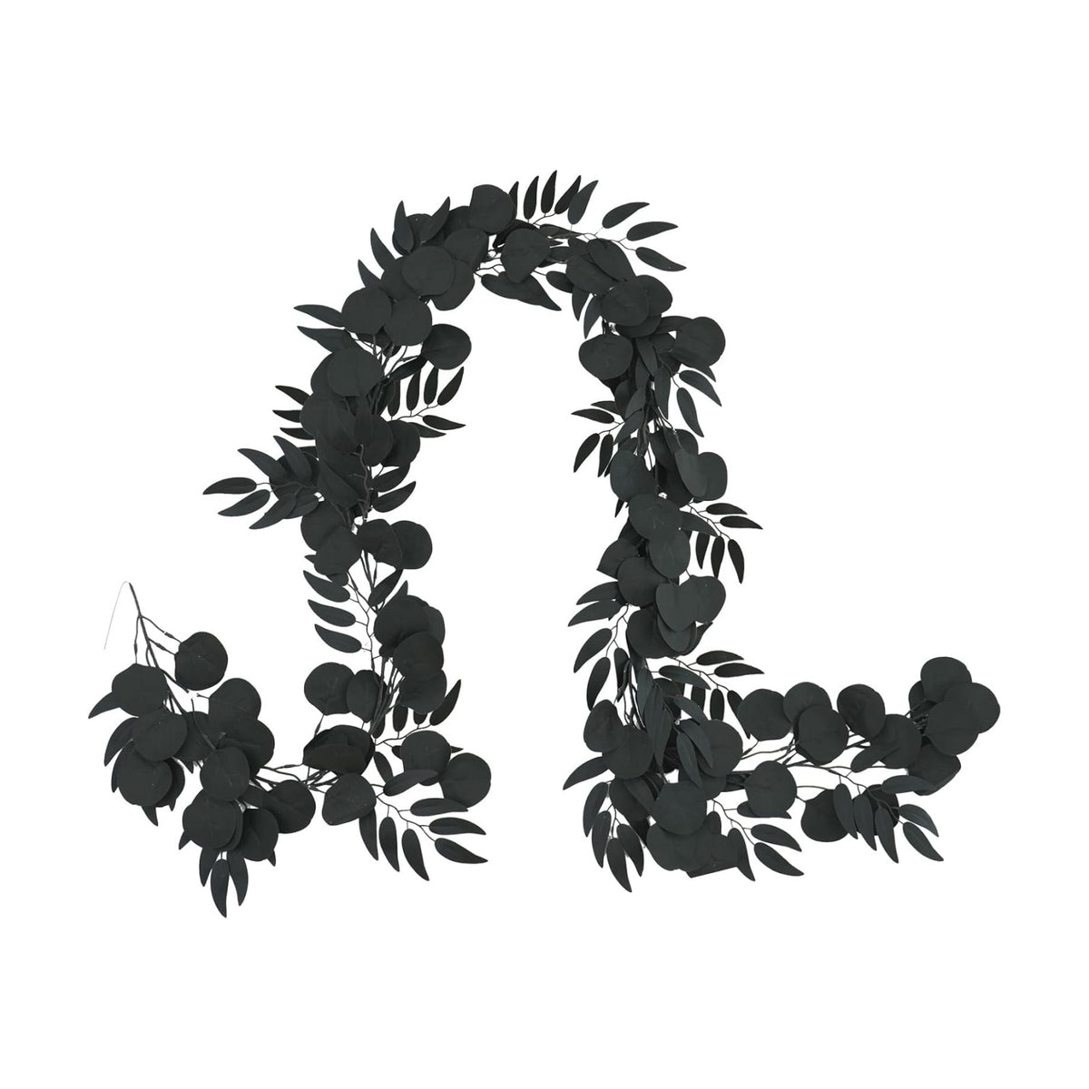 GREENTIME 1Pcs 6.5Ft Black Artificial Eucalyptus Garland with Willow Leaves