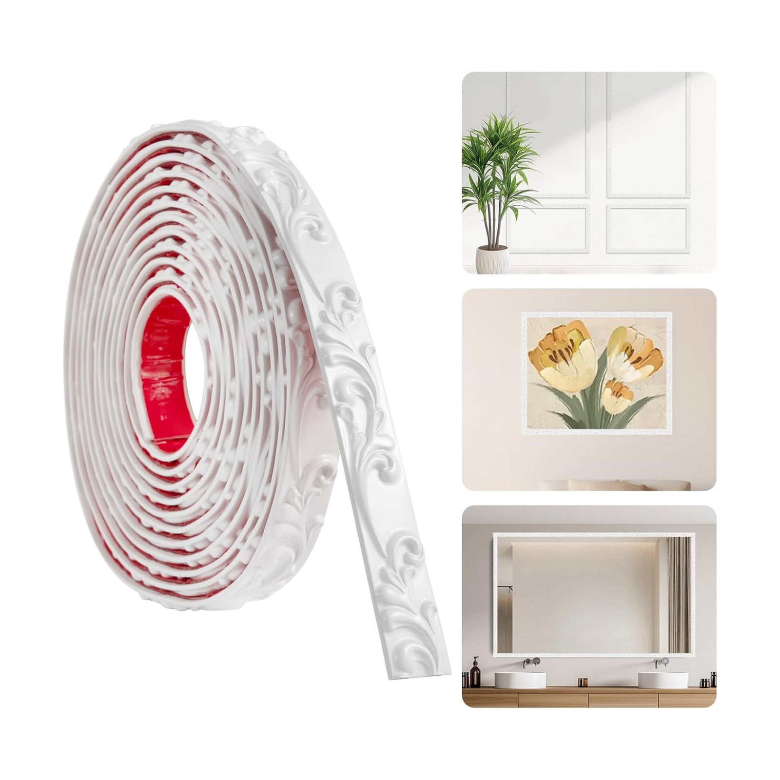 Flexible Decorative Mirror Frame Border / White / 16.4 Inch