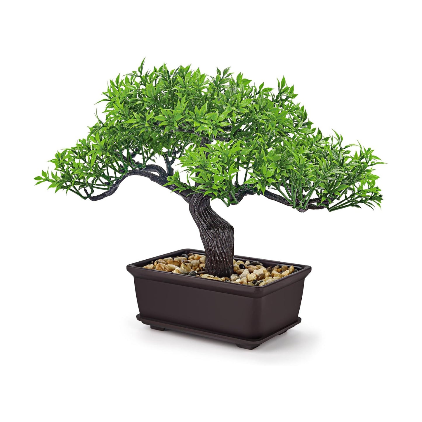 Artificial Bonsai Tree Small Fake Plants Decor / Green-ficus / 8 Inch