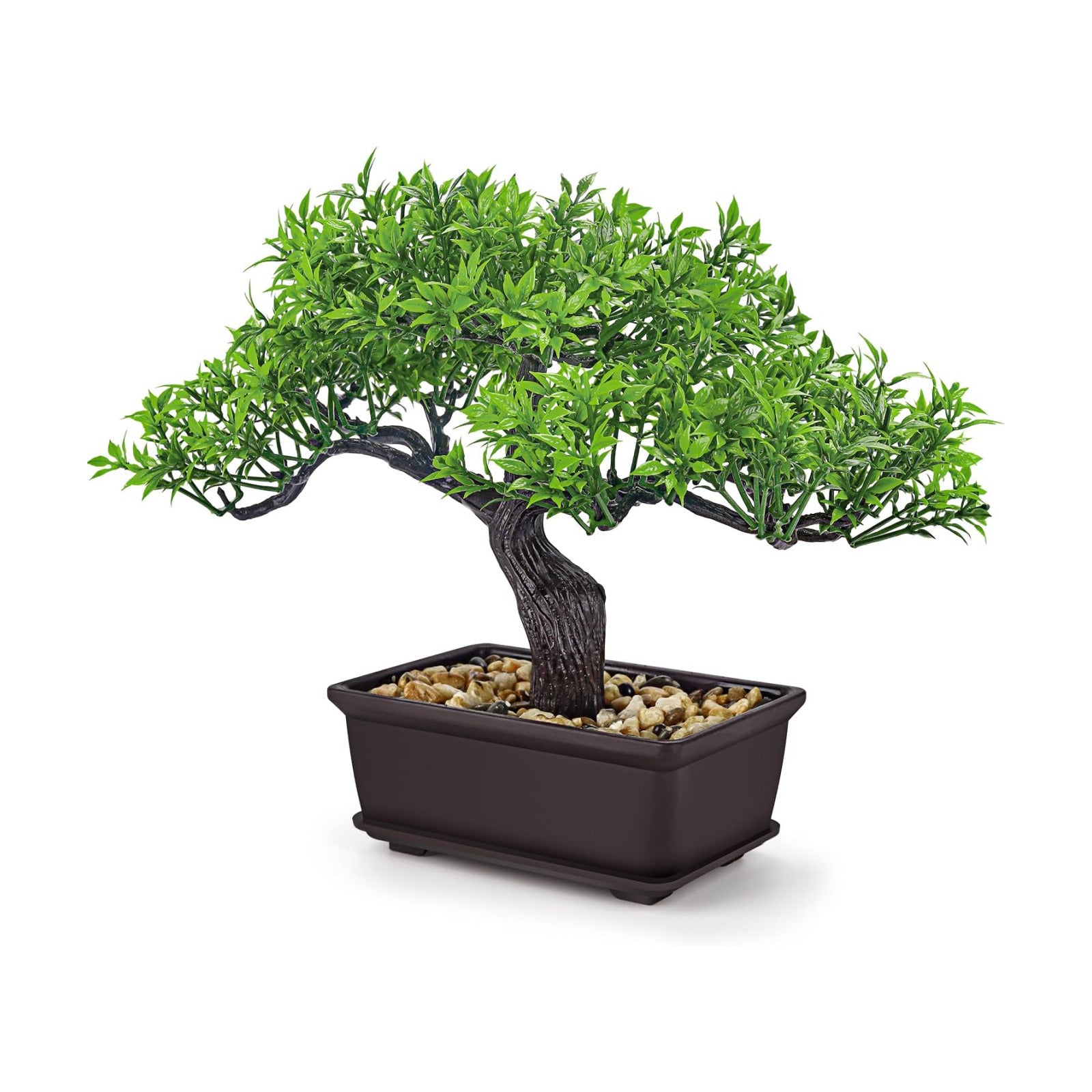 Artificial Bonsai Tree Small Fake Plants Decor / Green-ficus / 8 Inch