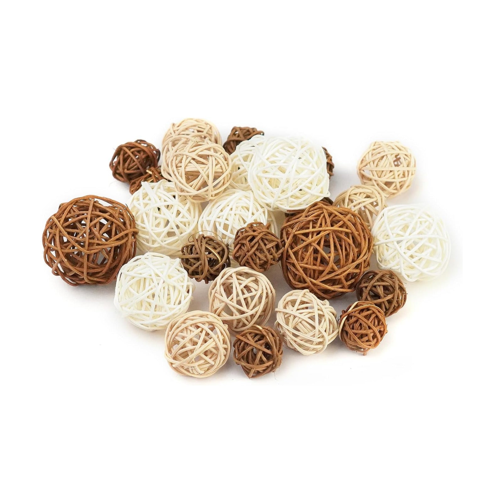 2.4" Wicker Orbs for Bowl Centerpieces & Vase Fillers / Chocolate,white / Set of 27