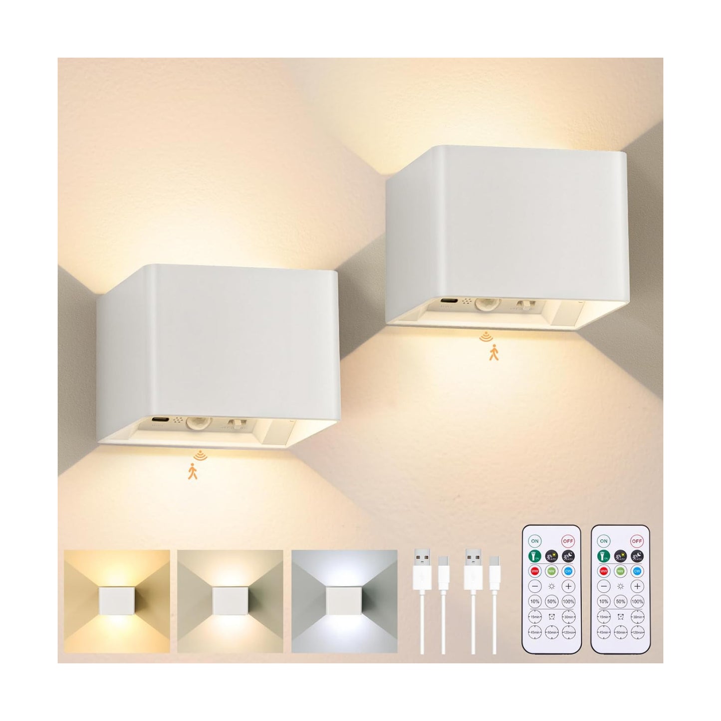 Rechargeable Motion Sensor Wall Lights, Cordless Battery Wall Sconces | Large 6000mAh, Touch&Remote Control