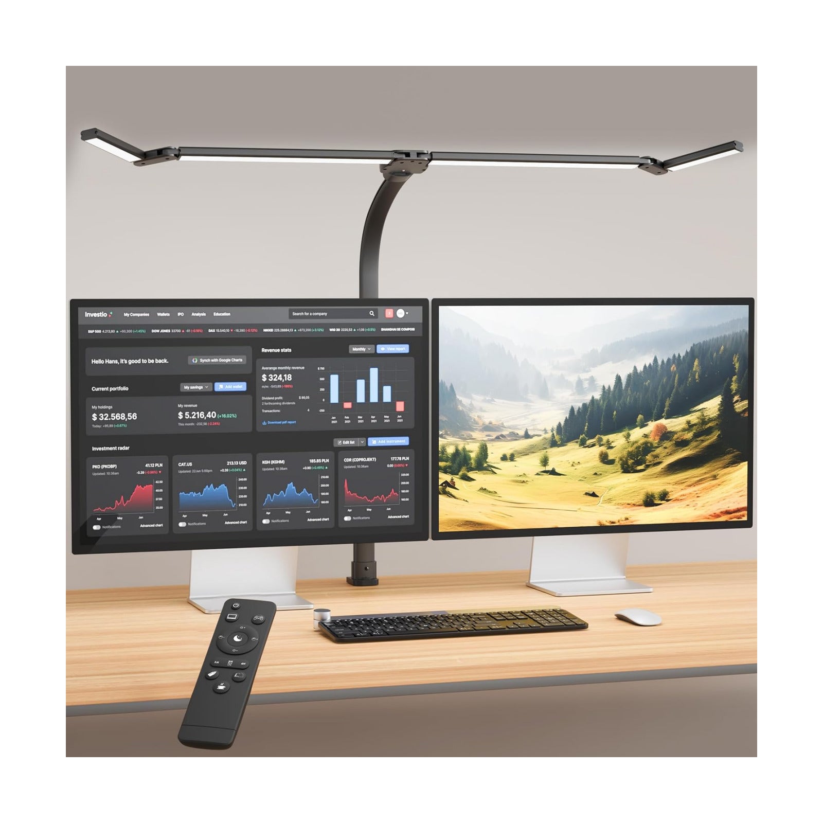 LED Desk Lamp with Clamp, Eye-Carying Desk Light with Remote,Adjustable Flexible Gooseneck,1800LM Ultra Bright Table