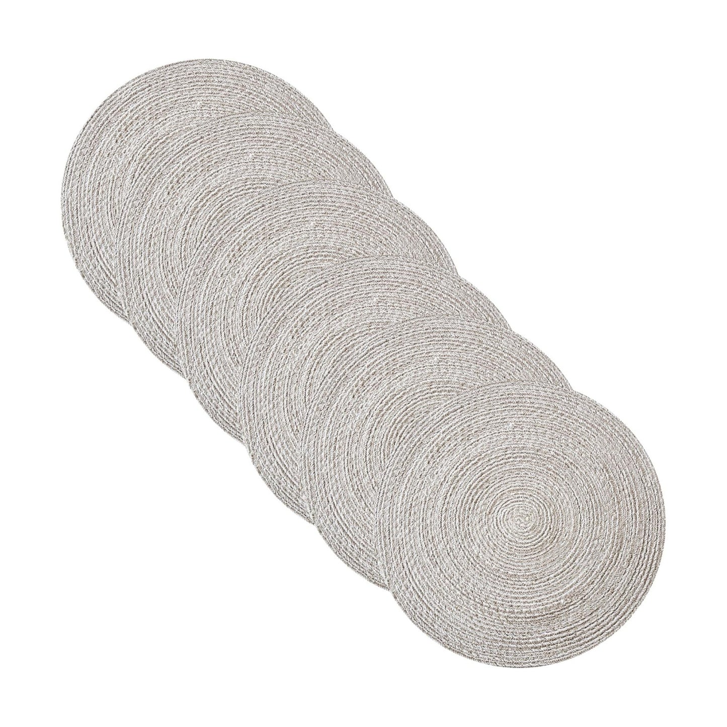 Round Placemats Set of 6-100% Cotton Two-Tone Placemat for Dining Table - Woven Braided Table Setting Place Mat