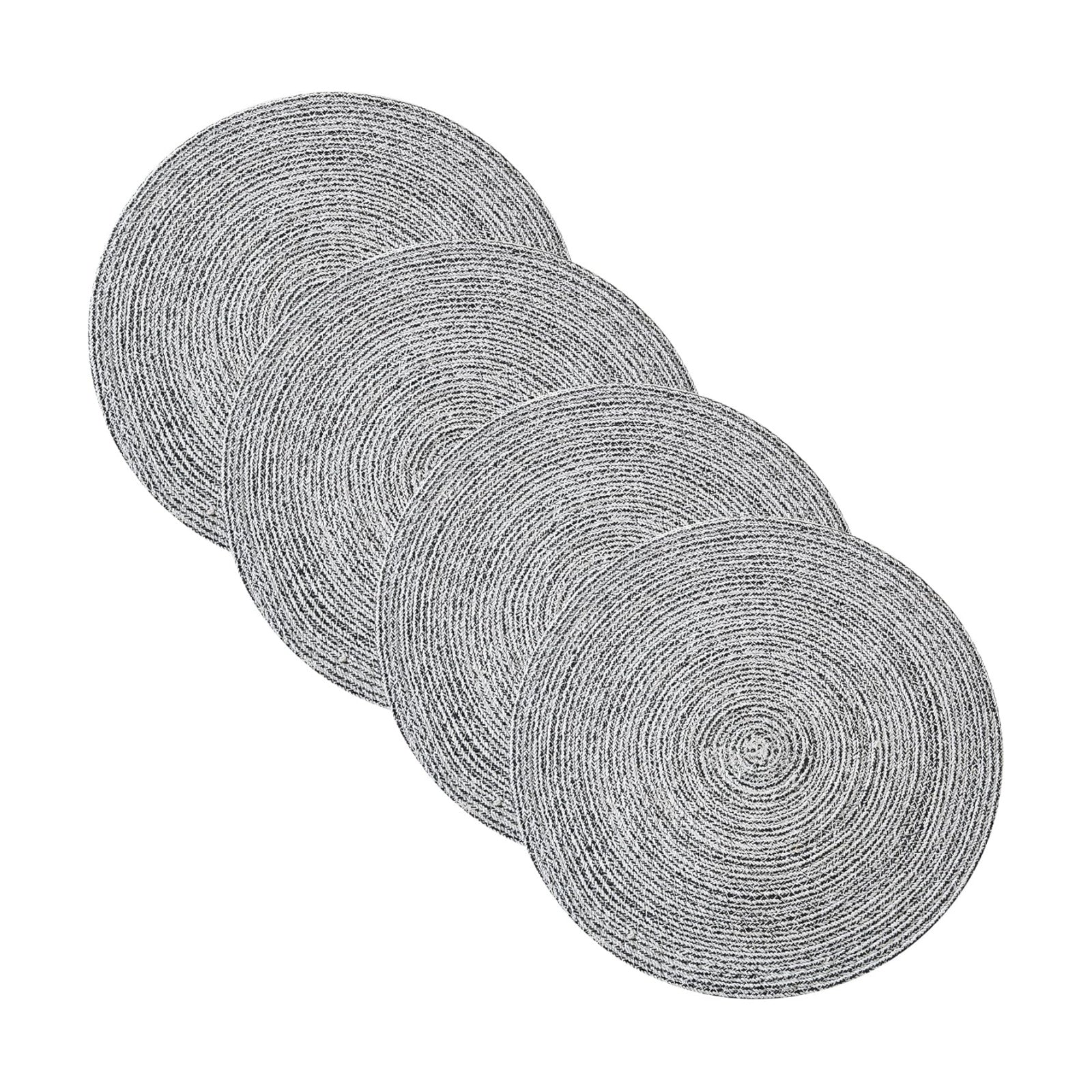 Round Placemats Set of 6-100% Cotton Two-Tone Placemat for Dining Table - Woven Braided Table Setting Place Mat