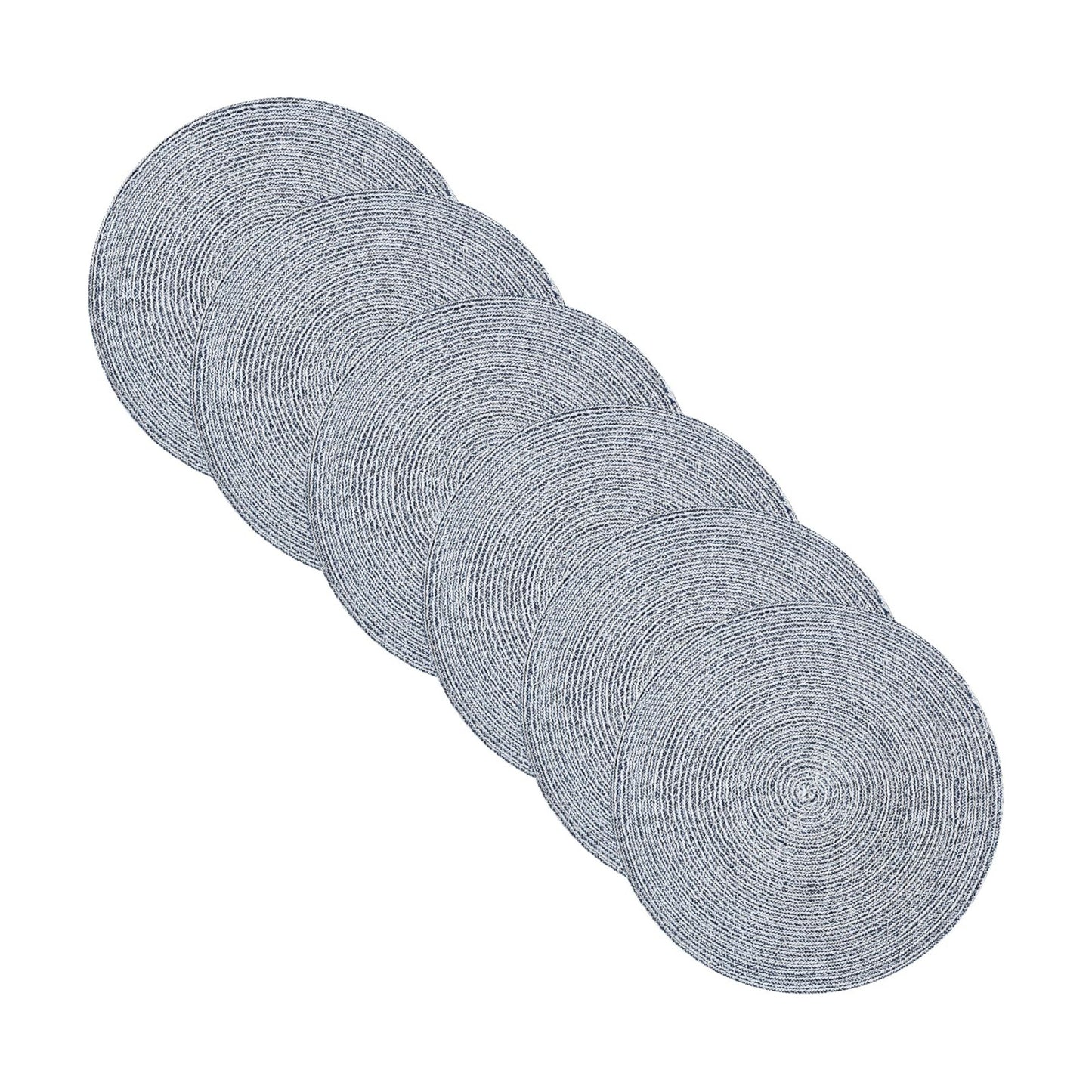 Round Placemats Set of 6-100% Cotton Two-Tone Placemat for Dining Table - Woven Braided Table Setting Place Mat
