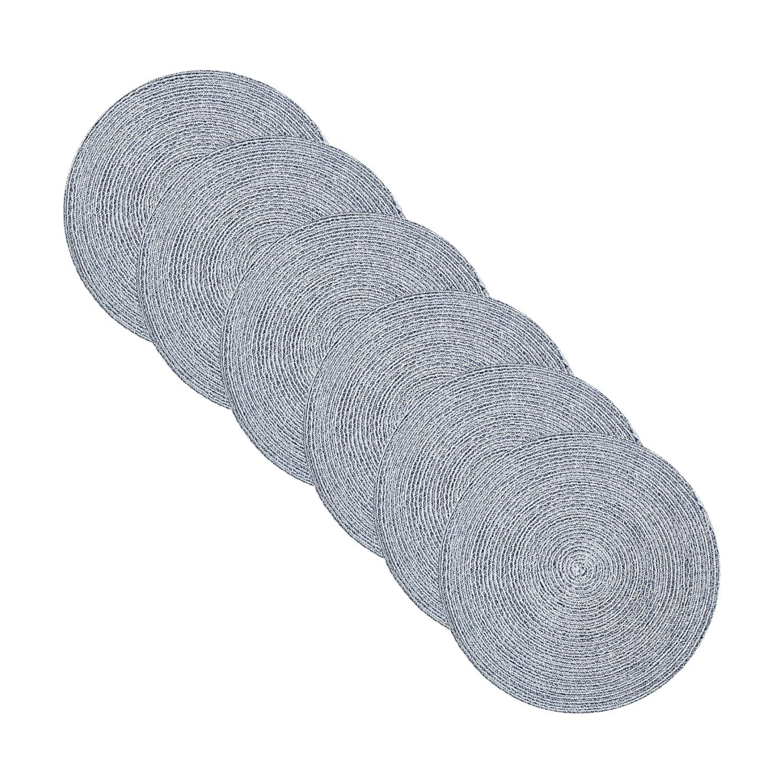 Round Placemats Set of 6-100% Cotton Two-Tone Placemat for Dining Table - Woven Braided Table Setting Place Mat