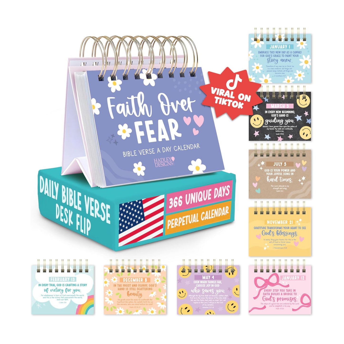 Daily Bible Verse Desk Flip Calendar 2026 - Daily Scripture Flip Calendar, Inspirational Desk Calendars 2026, Christian