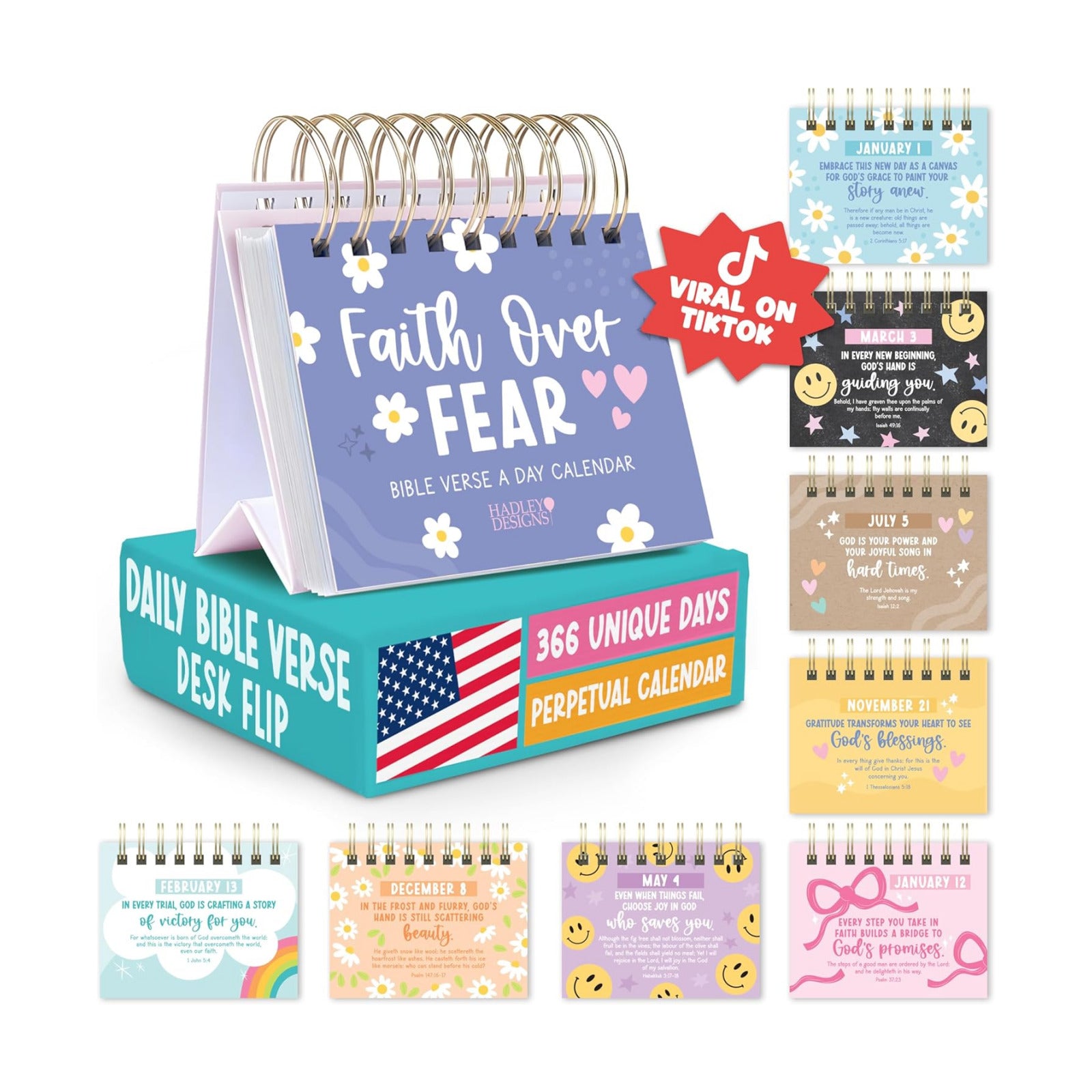 Daily Bible Verse Desk Flip Calendar 2026 - Daily Scripture Flip Calendar, Inspirational Desk Calendars 2026, Christian