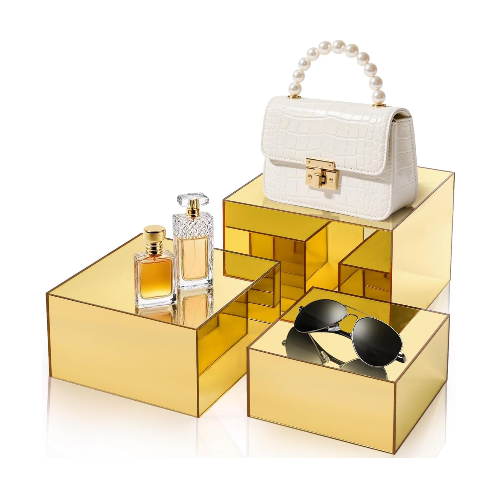 Acrylic Risers Display Stands / Gold / Set of 3