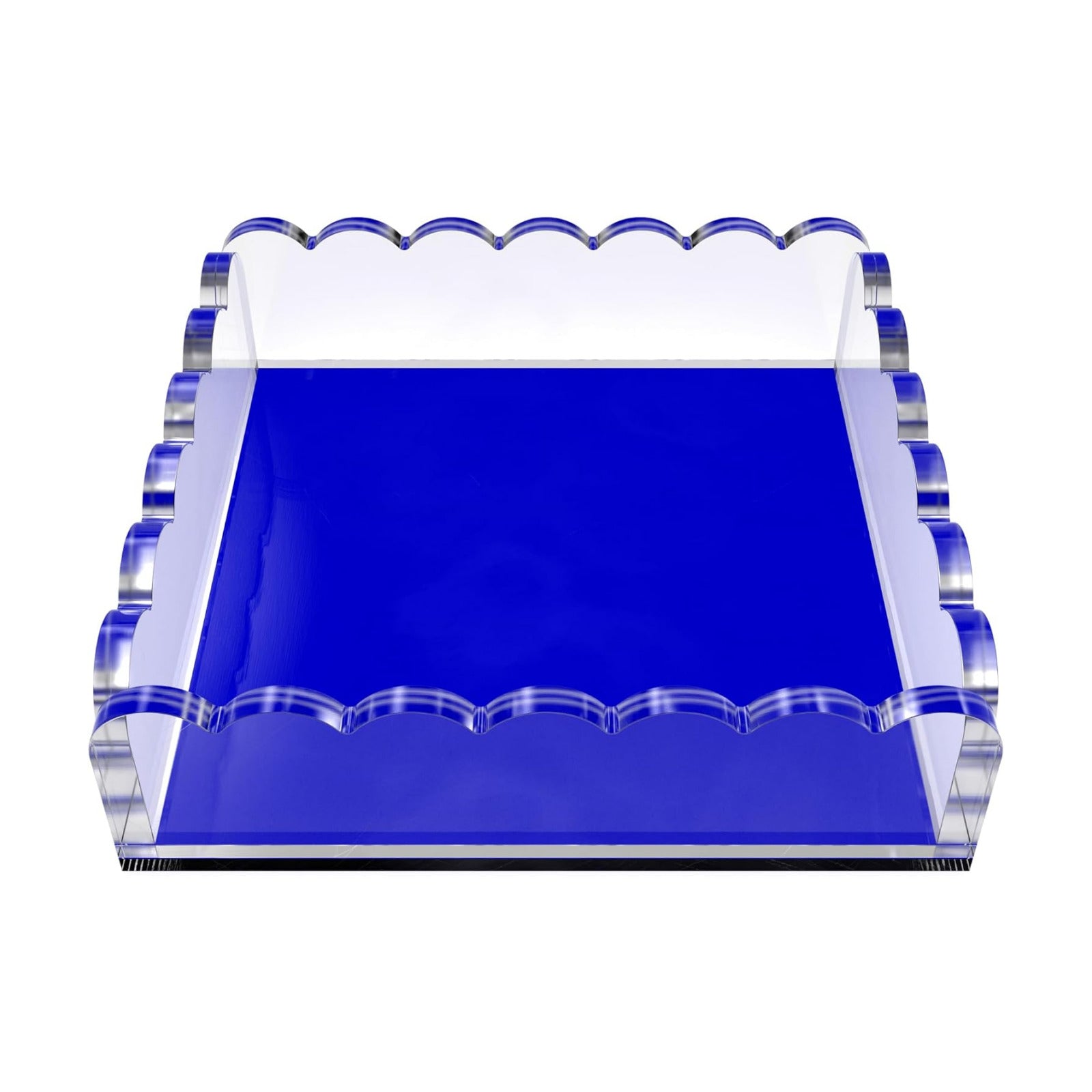 Scalloped Acrylic Tray / Navy / 8 x 8