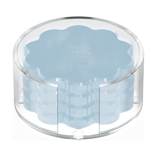 Holder / Scalloped Acrylic Drink Coaster Set 4‑Pack / Light Blue