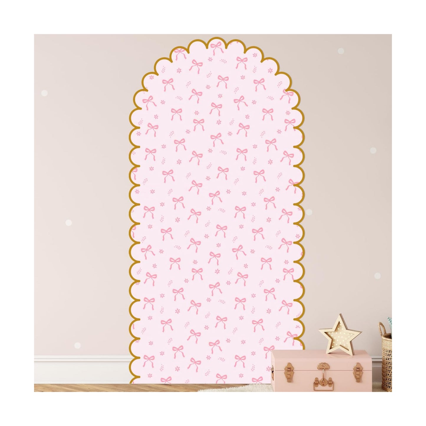 Bow Arch Wall Decals Peel and Stick Large Bow Wallpaper Wall Decal Room Decor / Pink / 58 x 30