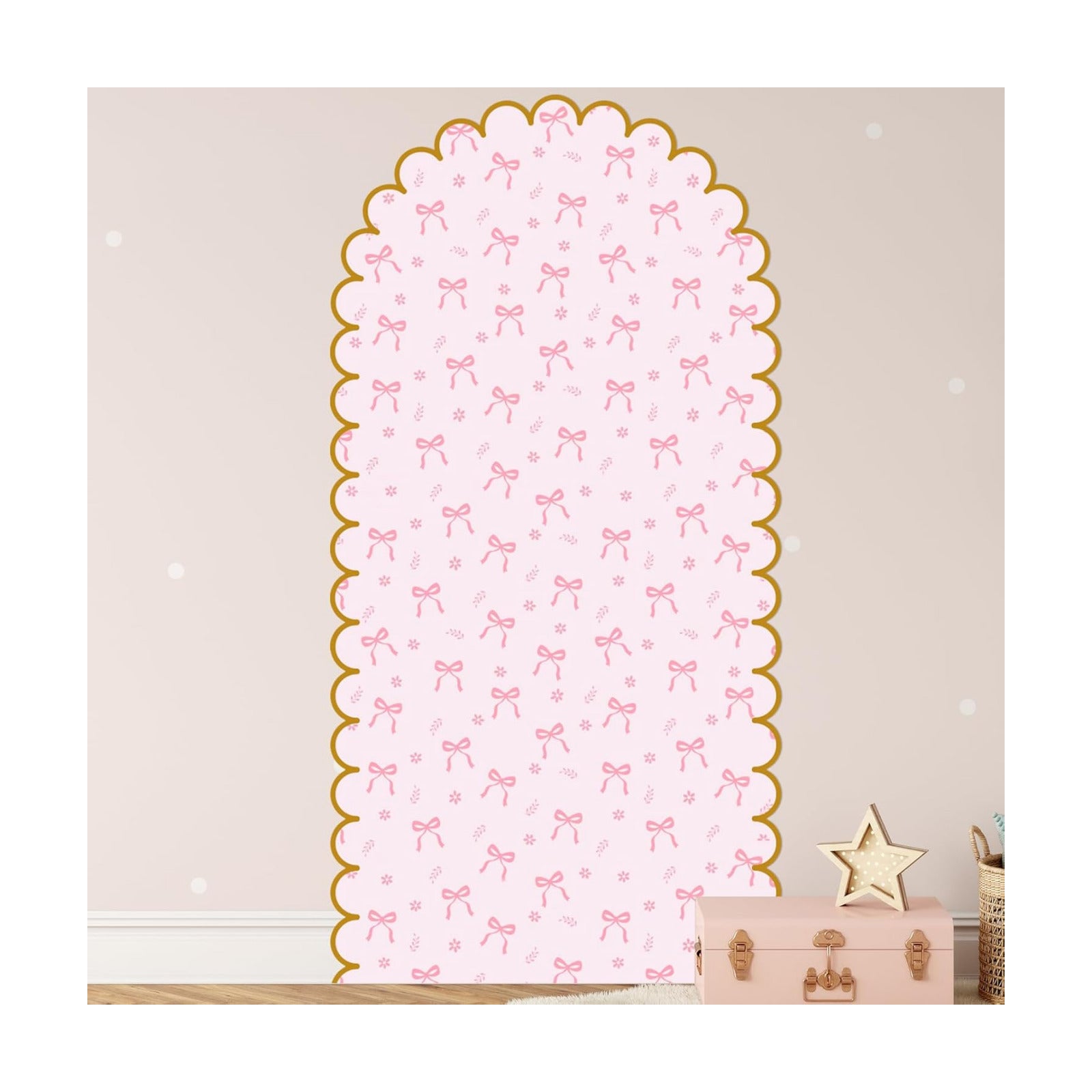 Bow Arch Wall Decals Peel and Stick Large Bow Wallpaper Wall Decal Room Decor / Pink / 58 x 30