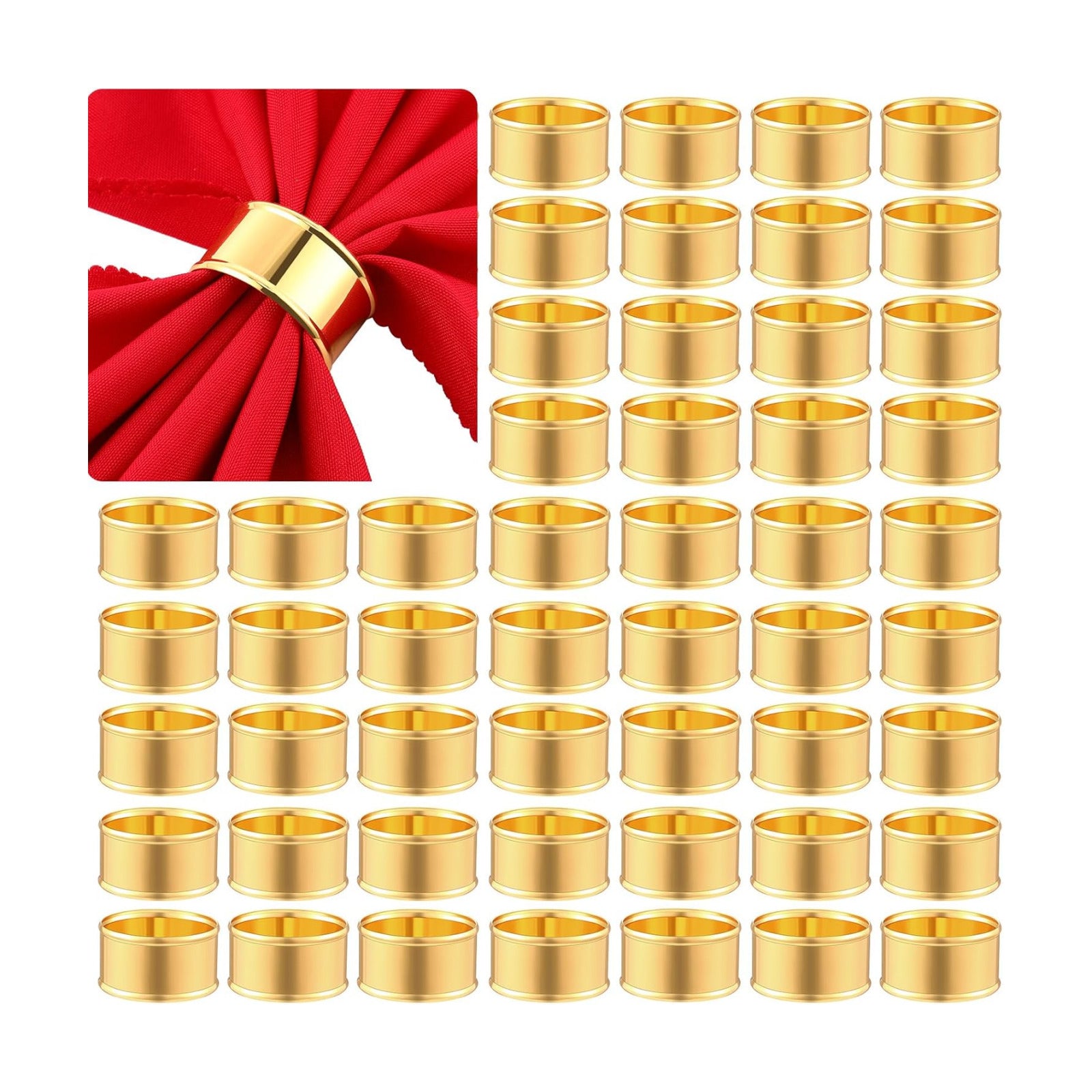 Lounsweer 100 Pcs Napkin Rings Bulk, Gold Metal for Weddings,Basic | Holders for Cloth Napkins, Banquet Dinner Party