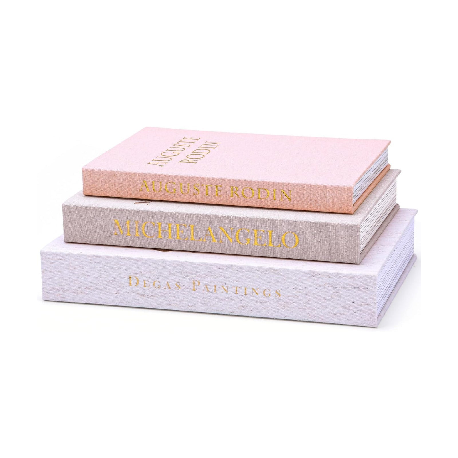 Linen Decorative Books / Linen & Ivory & Pink / Set of 3