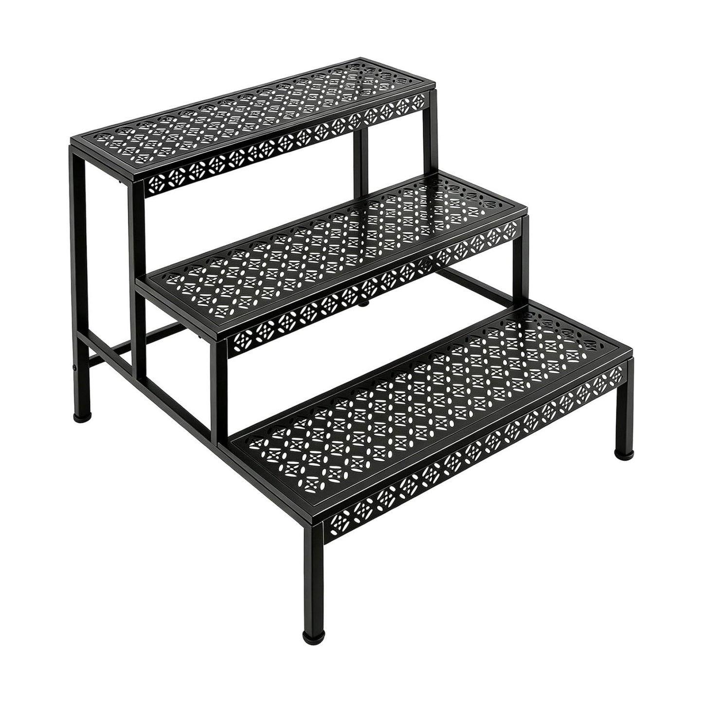 3 Tier Metal Plant Stand, Ladder Flower Pot Holder Plant Stands | Sturdy Tiered Plant Stand with Decorative Pattern