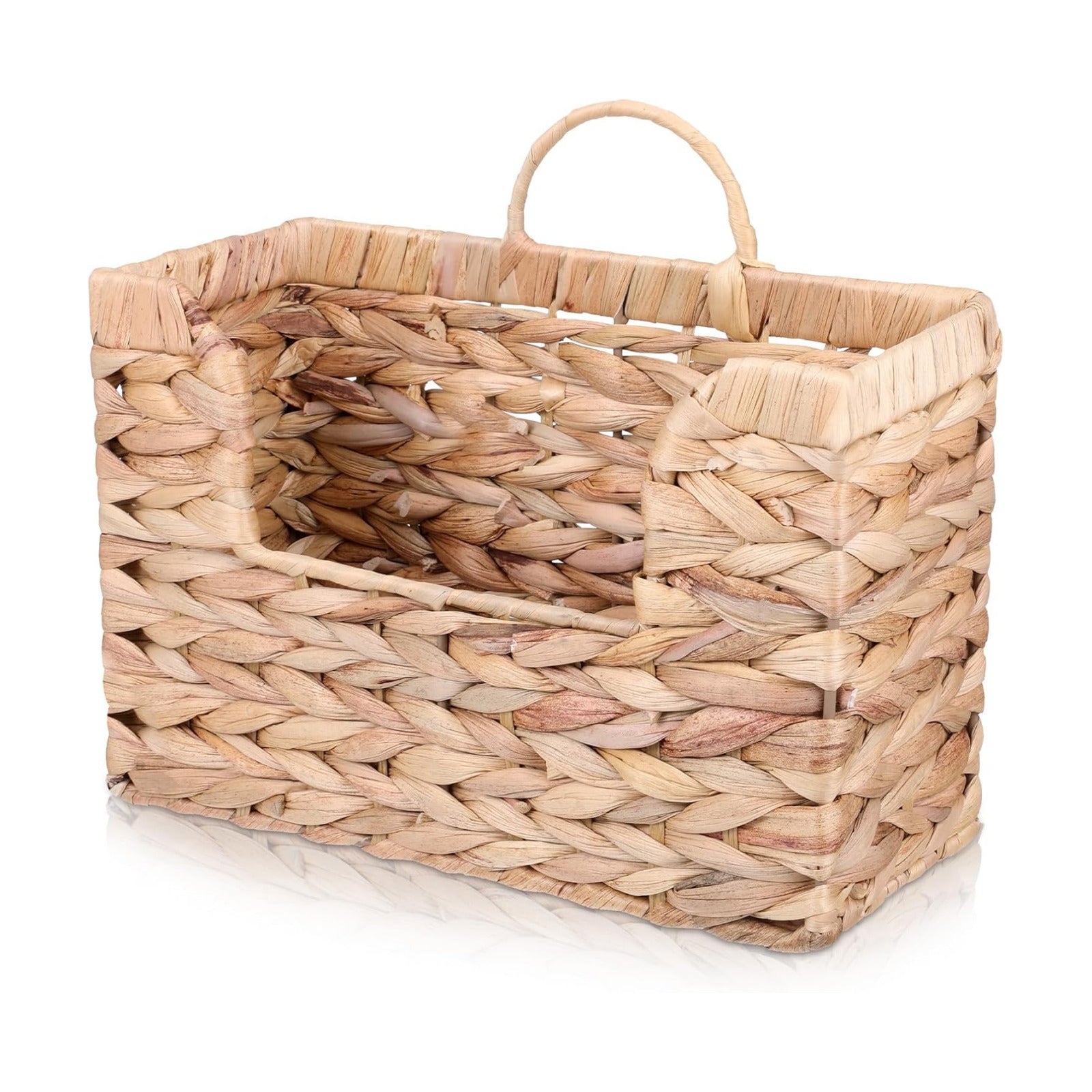 Woven Hanging Magazine Holder Water Hyacinth Storage Basket Wall Mounted Wicker Organizer Boho