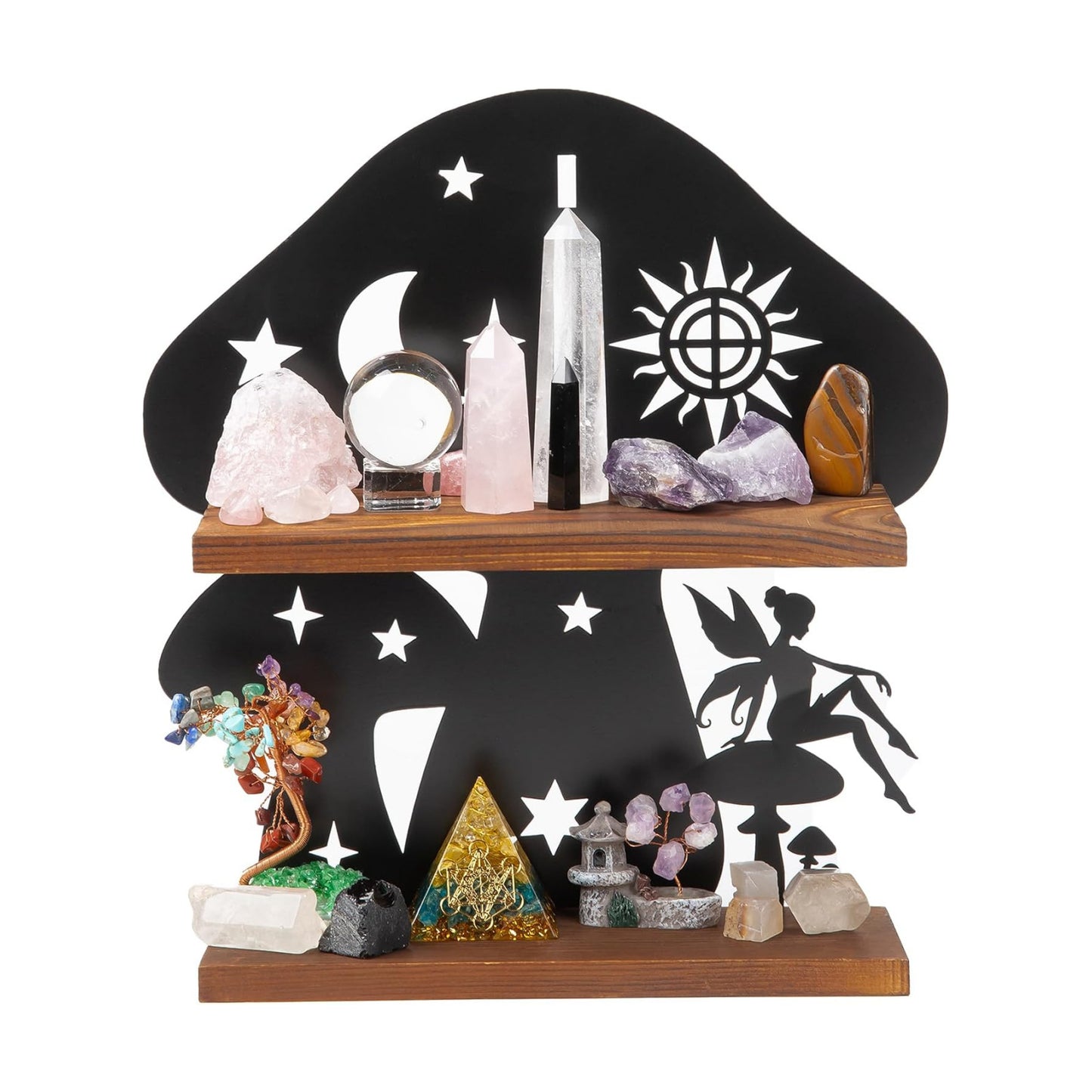 Wooden Mushroom Shelf / Rustic Wall Decor for Crystals
