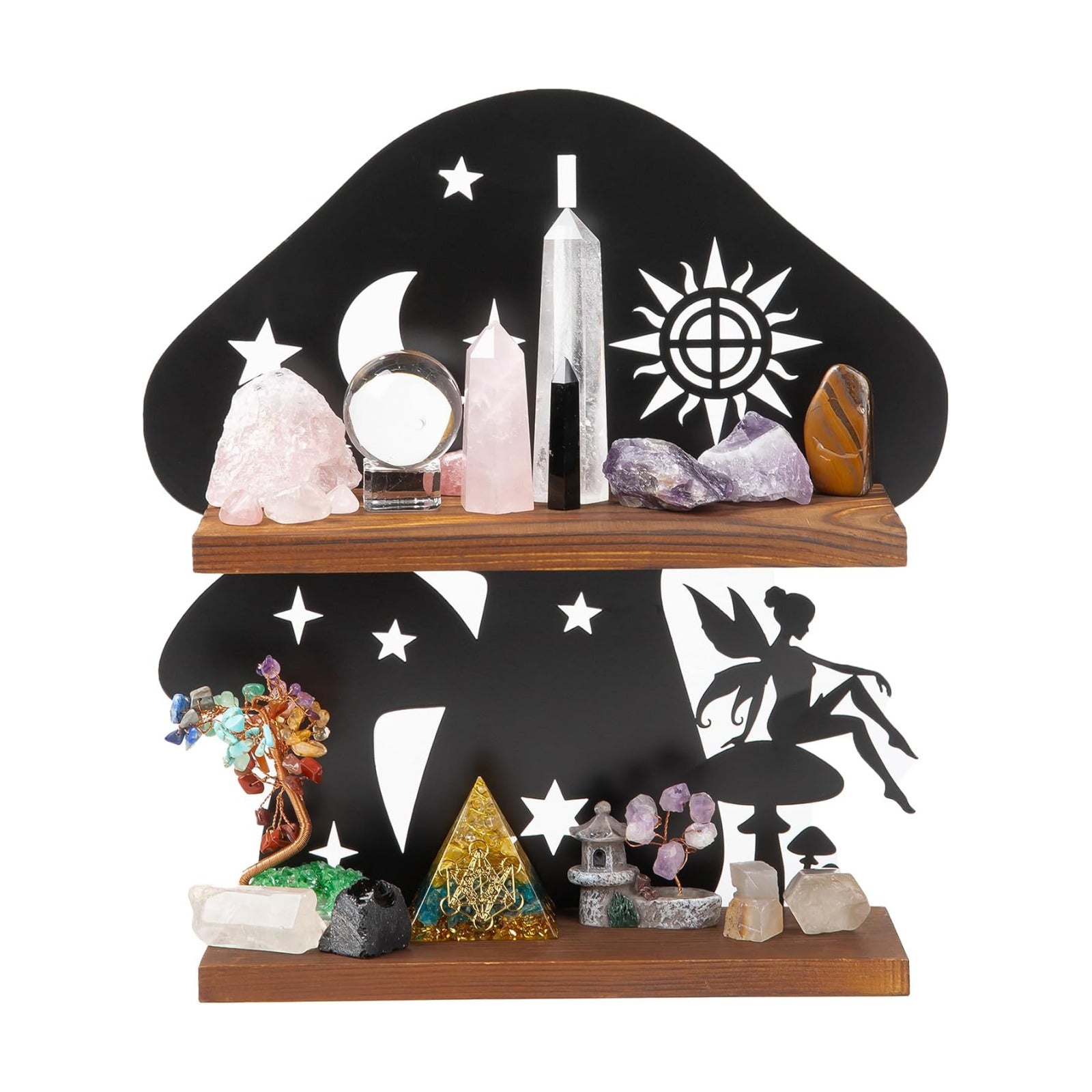 Wooden Mushroom Shelf / Rustic Wall Decor for Crystals