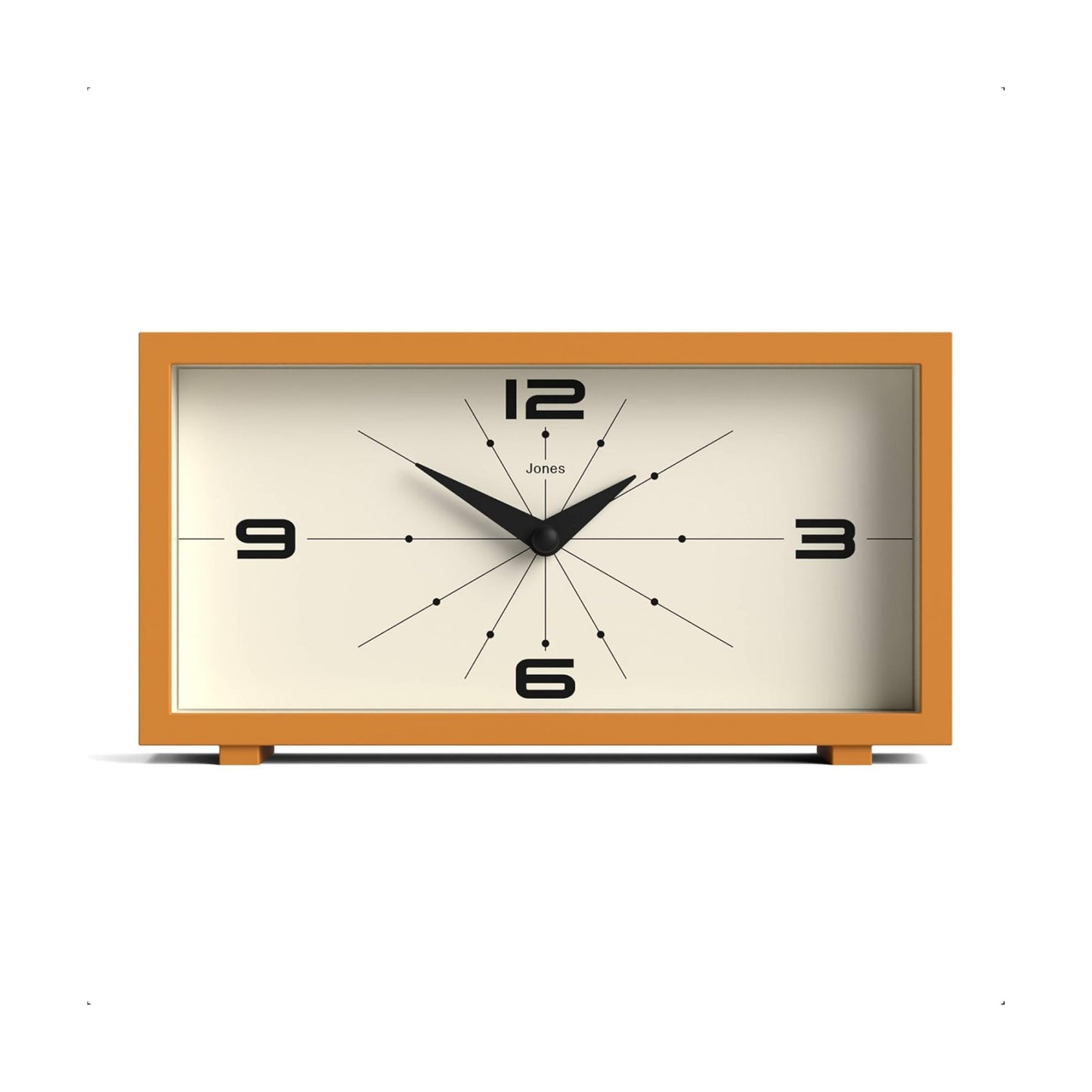 JONES CLOCKS® Odeon Desk Clock | Modern Rectangular Design | Mustard Yellow | Stylish Retro Look for Shelf, Table