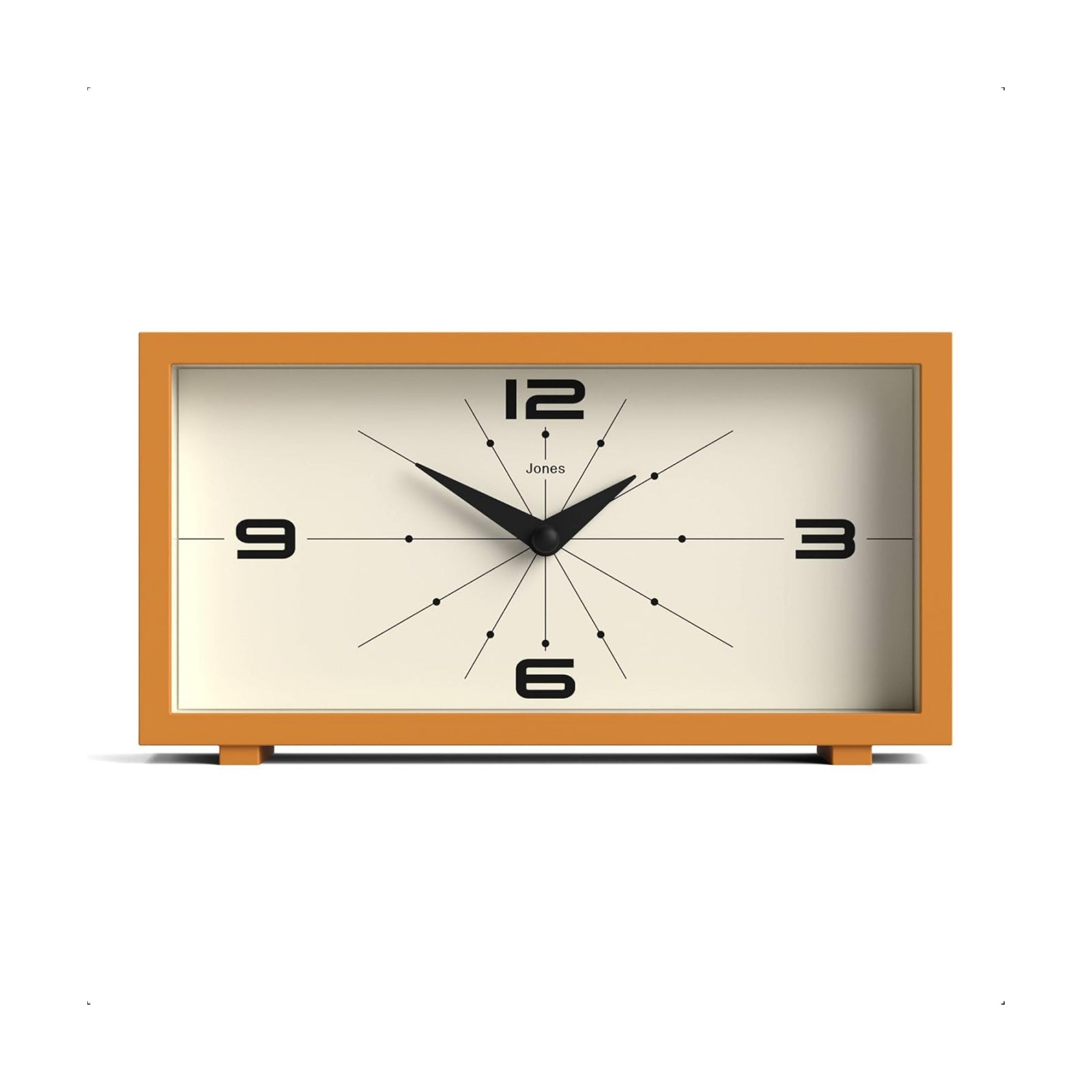 JONES CLOCKS® Odeon Desk Clock | Modern Rectangular Design | Mustard Yellow | Stylish Retro Look for Shelf, Table