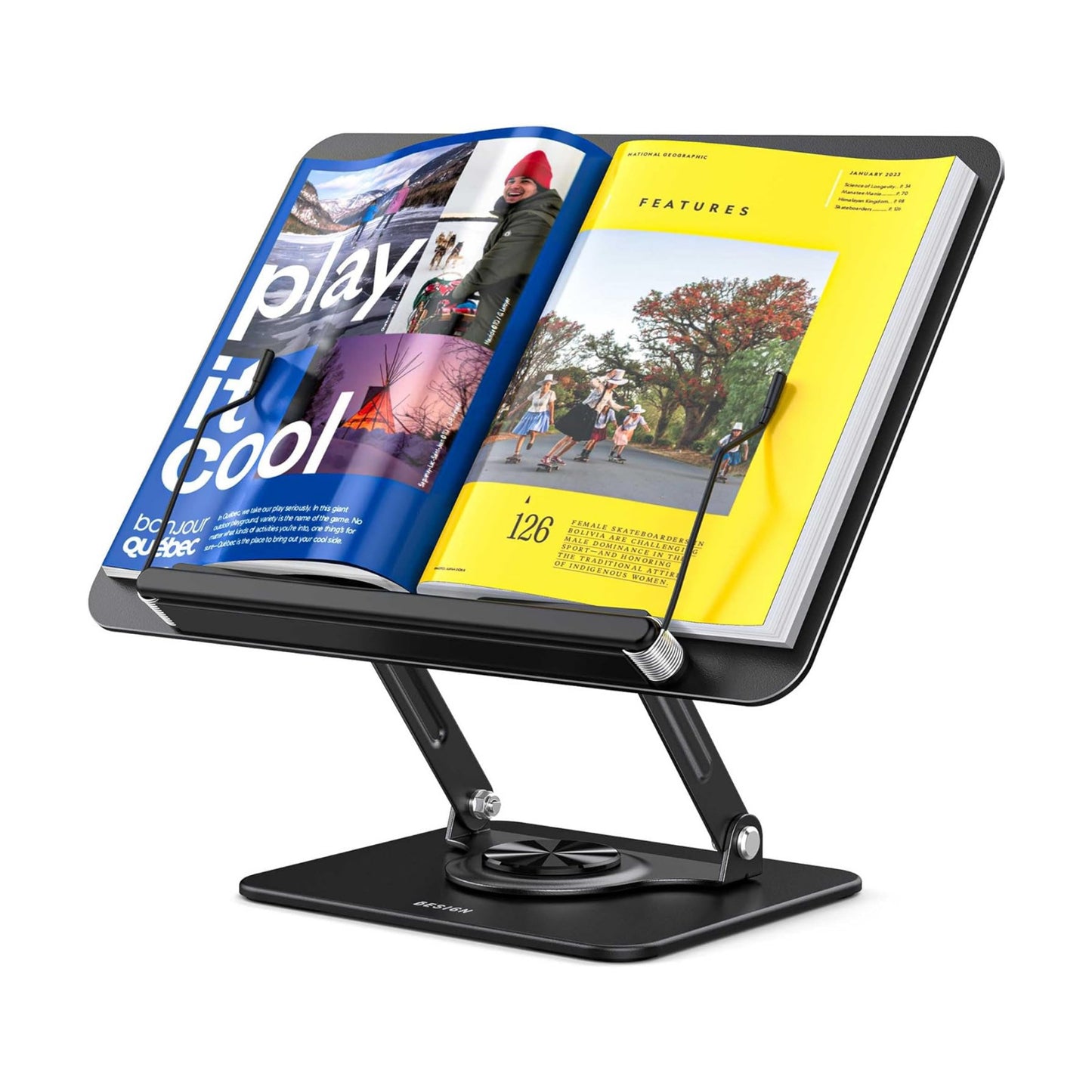 BESIGN BS02 Book Stand for Reading, Adjustable Book Holder, Ergonomic Laptop Stand, Cookbook Stand, Recipe Book Holder