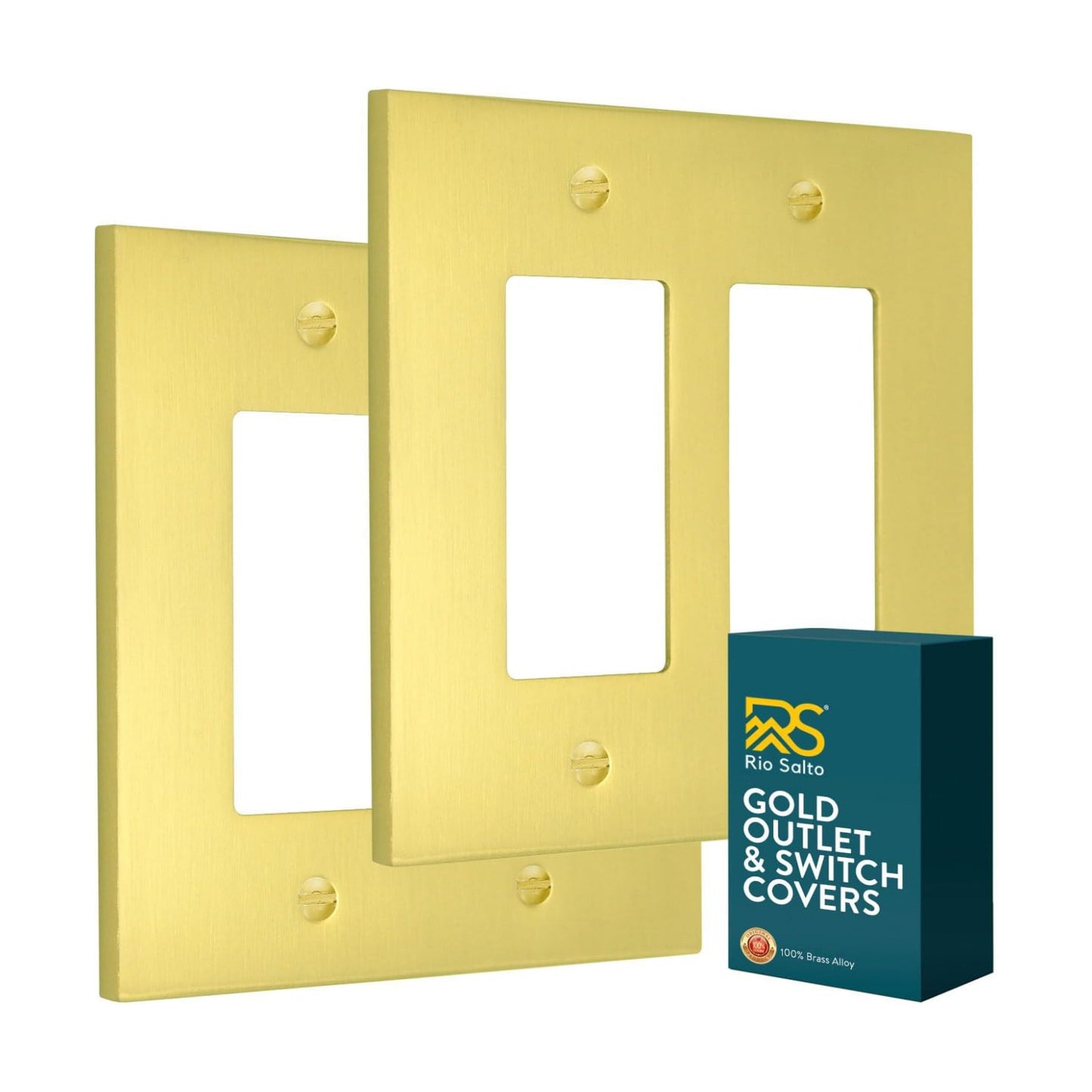 Rio Salto Modern Metal Vibrant Yellow Gold Double Decorator Wall Outlet Cover Light Switch Double Rocker Decorator Wall
