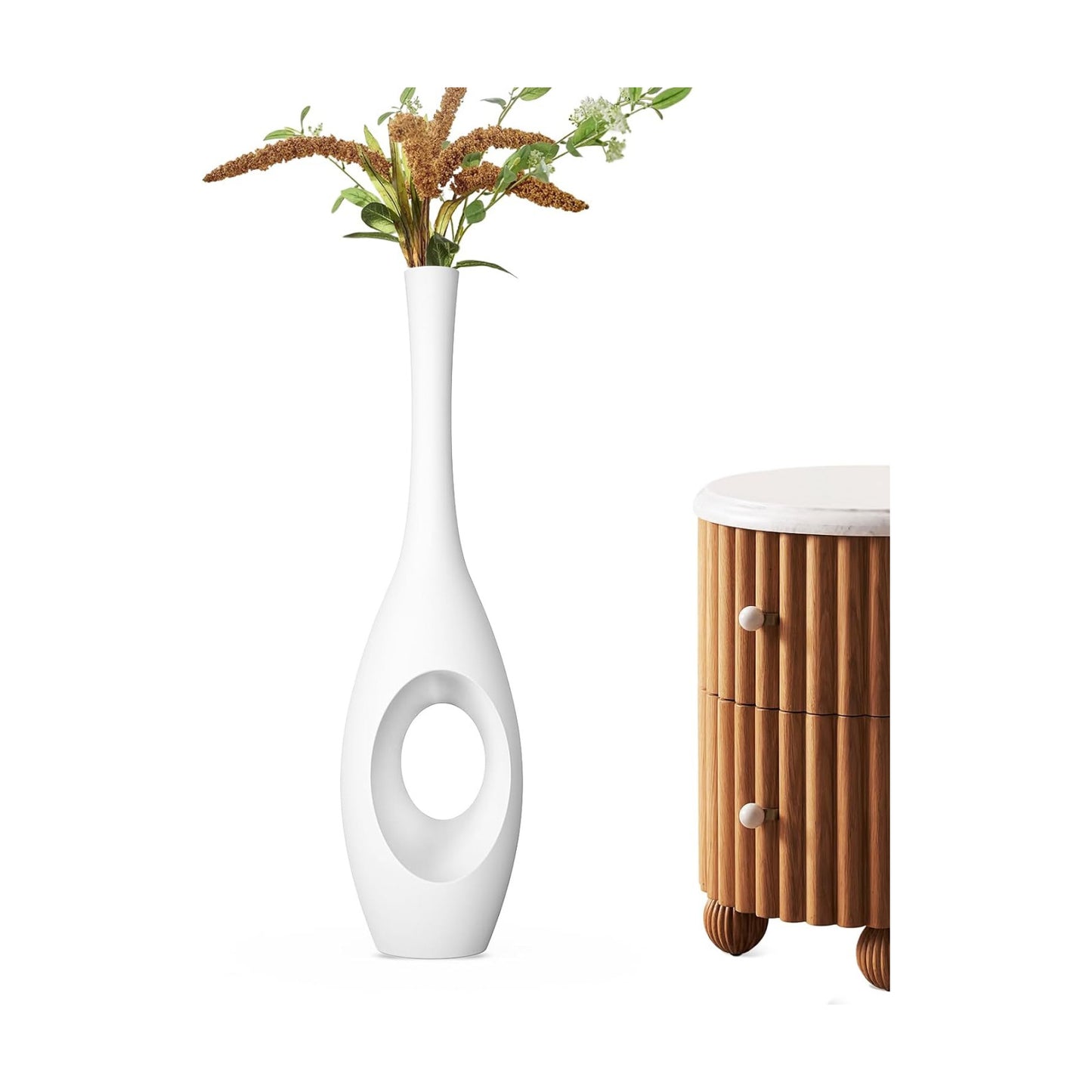 Modern Tall Decorative Vases / White / 23.6in