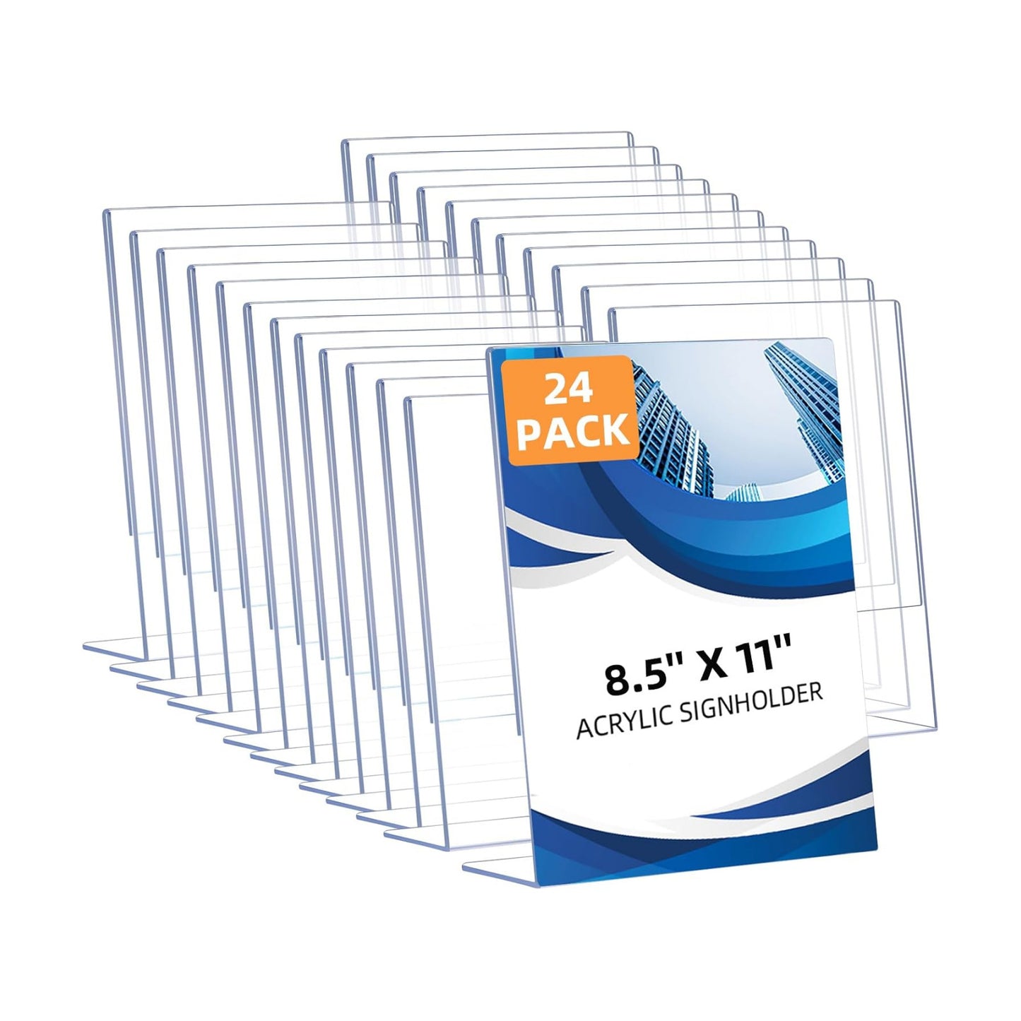 Acrylic Sign Holder / 8.5 x 11 / Vertical / Clear / Set of 24