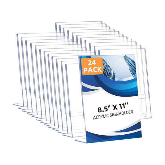 Acrylic Sign Holder / 8.5 x 11 / Vertical / Clear / Set of 24