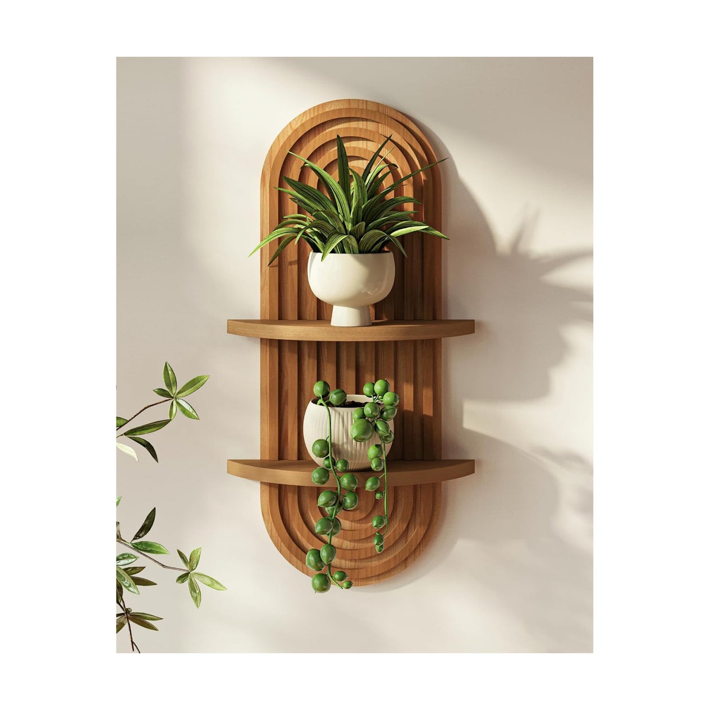 Plant Wall Shelf Boho Wall Decor Brown Hanging Plant Shelf Mid Century Modern / Brown - Matte / 16.7