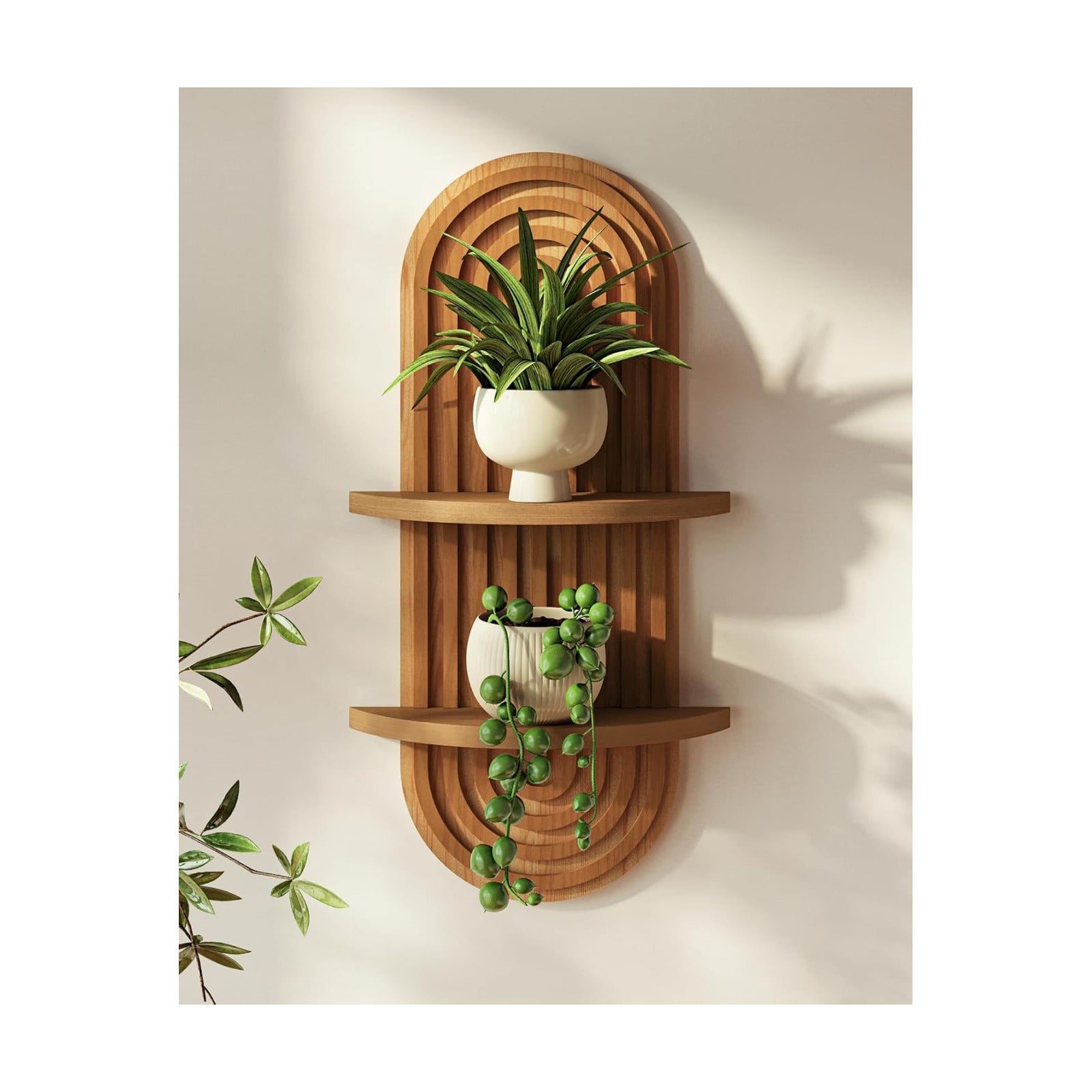 Plant Wall Shelf Boho Wall Decor Brown Hanging Plant Shelf Mid Century Modern / Brown - Matte / 16.7