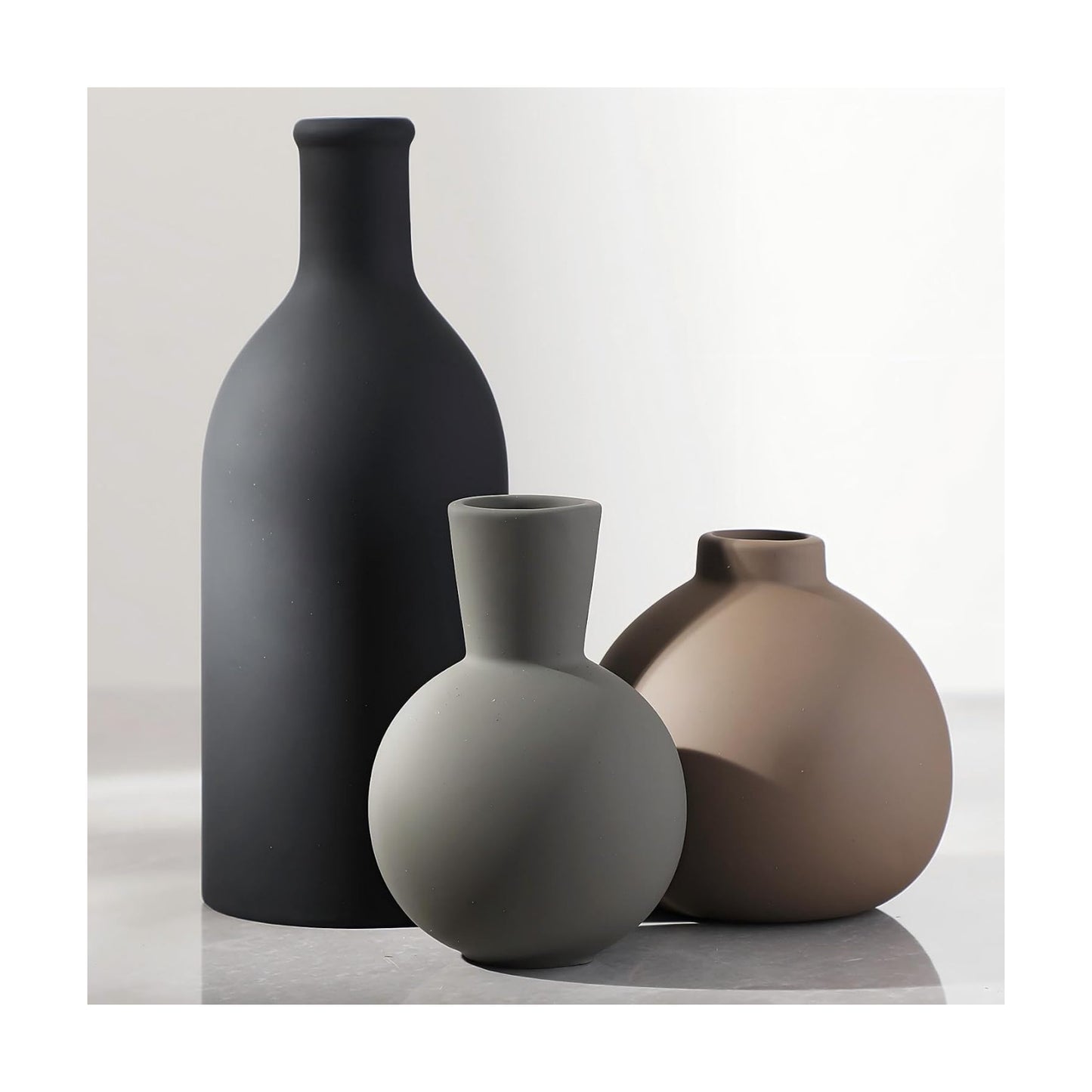 Ceramic Vase / Modern Flower Pottery Vases Rustic Farmhouse Vase / 001-multicolor-larger / Set of 3