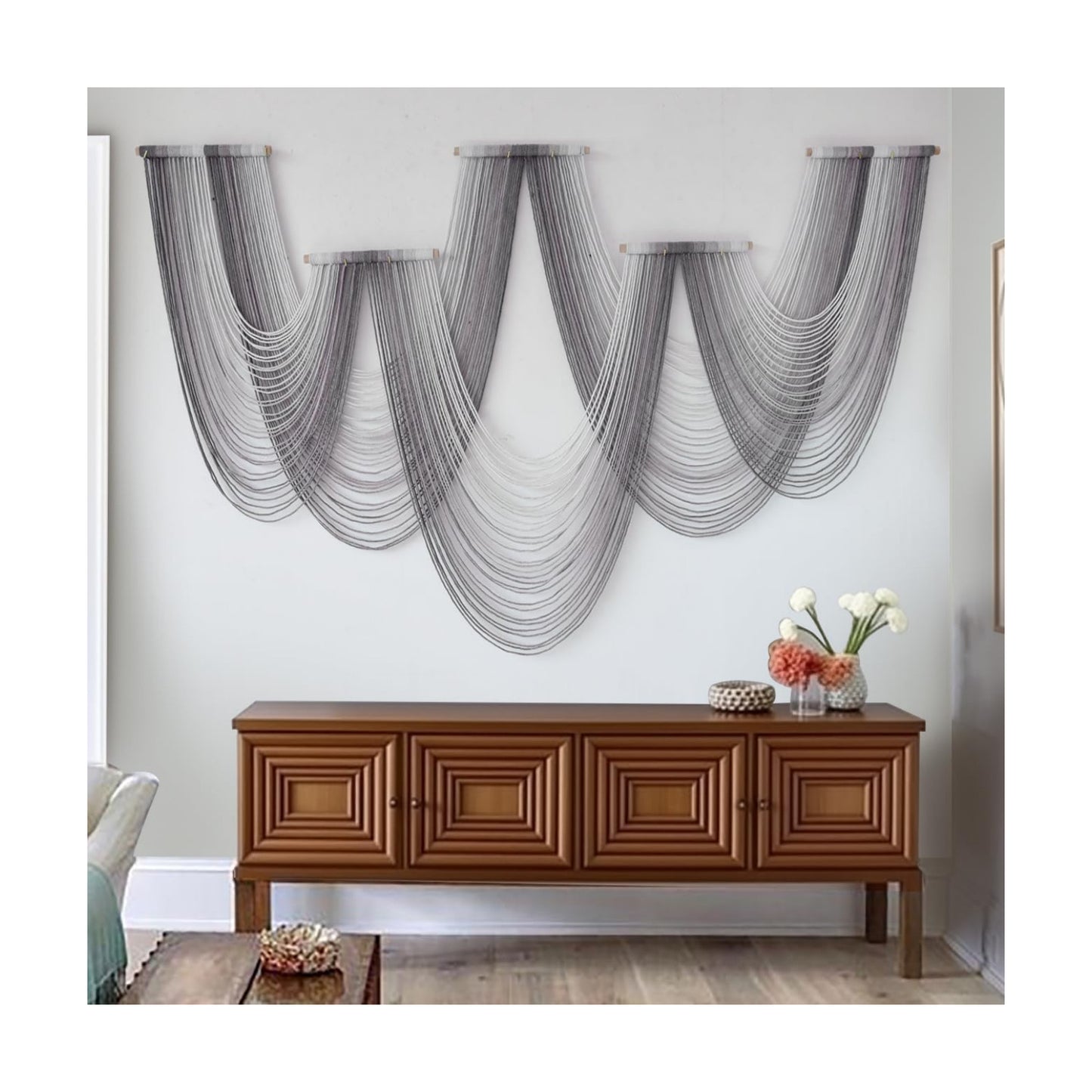Large Macrame Wall Hanging Boho Wall Art Handmade Home Decor Dip-Dyed Macrame Wall / Grey Purple