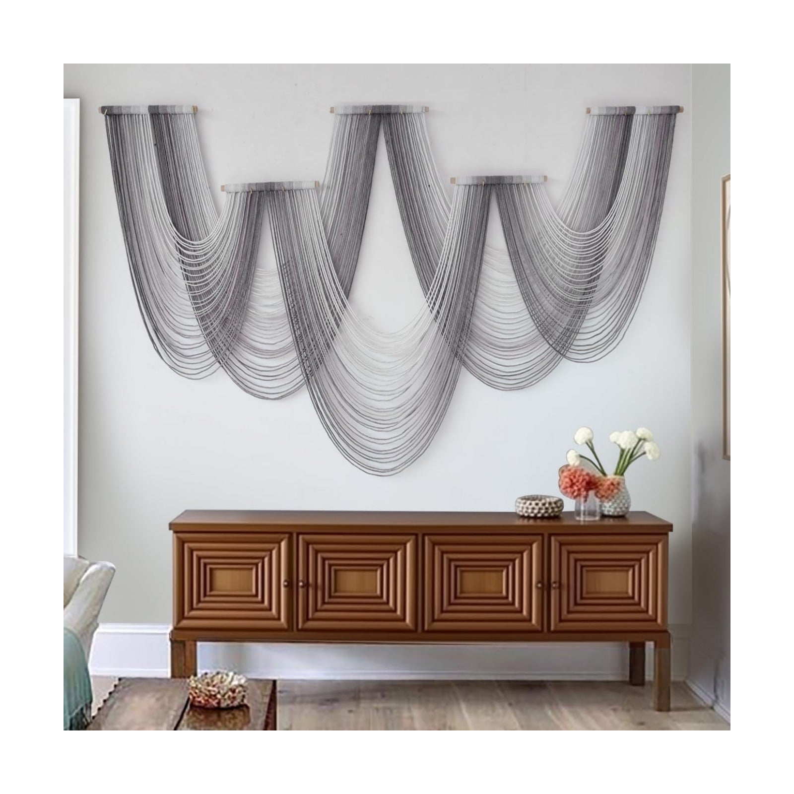 Large Macrame Wall Hanging Boho Wall Art Handmade Home Decor Dip-Dyed Macrame Wall / Grey Purple