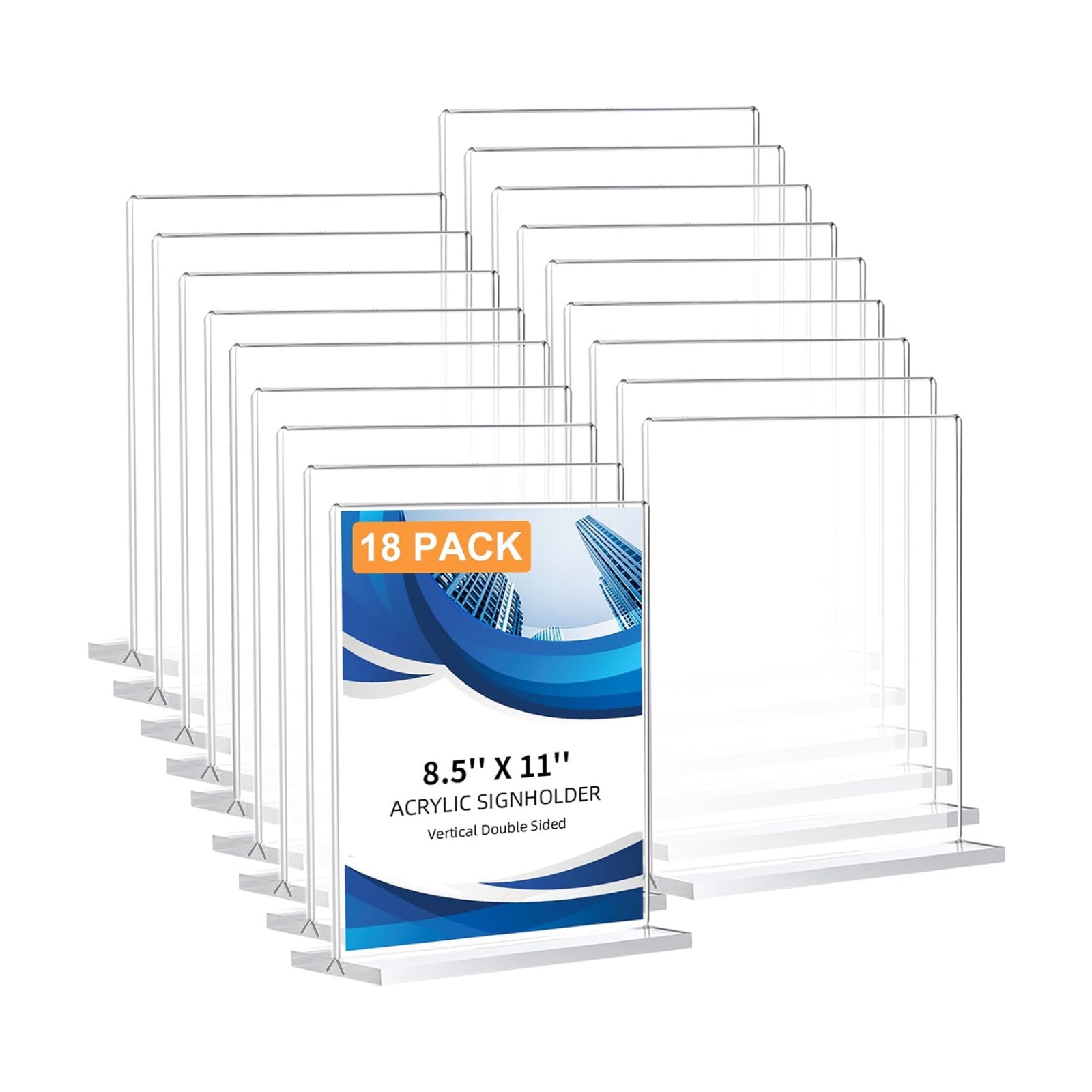 Acrylic Sign Holder / 8.5 x 11 / Vertical / Clear / Set of 18