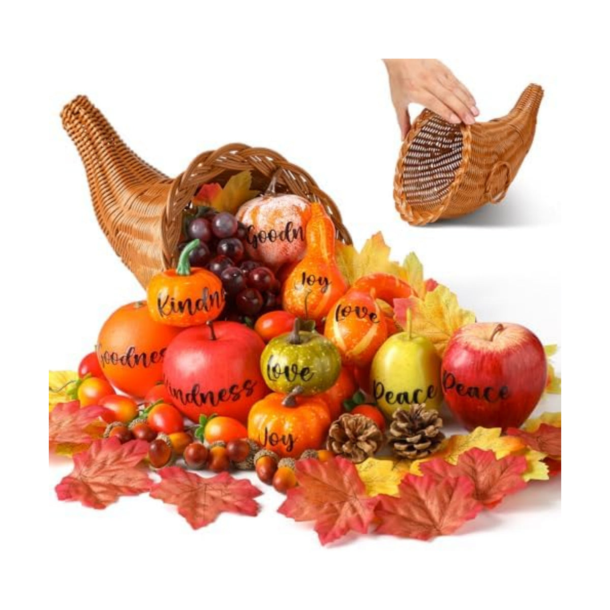 76 Pcs Thanksgiving Fall Cornucopia Basket Set Fall Table Centerpiece