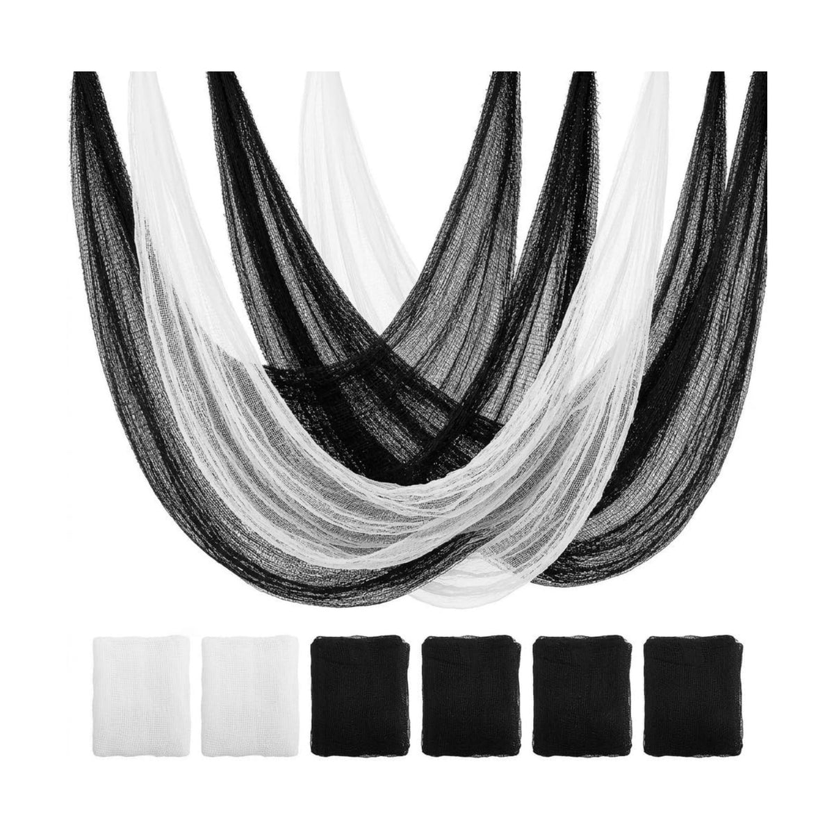 Land Guard 6Pcs Halloween Gauze Cloth, Creepy Cloth, 30×72 Inch Creepy Fabric Halloween for Haunted House Supplies, Party Outdoor, Indoor (4 Black+2 White)