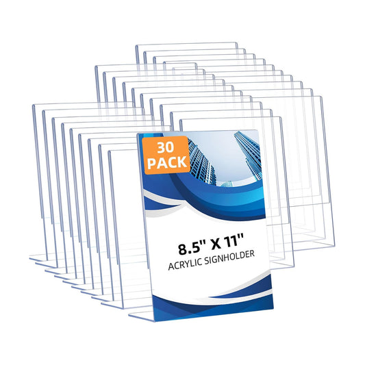 Acrylic Sign Holder / 8.5 x 11 / Vertical / Clear / Set of 30