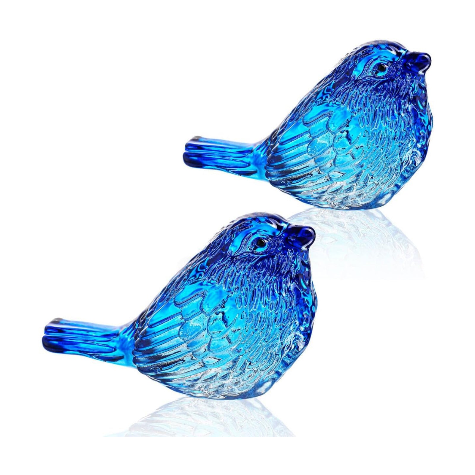 3" Glass Bird Figurine Miniature Blown Glass Birds Bird Gifts for Bird Lovers / Blue / Set of 2