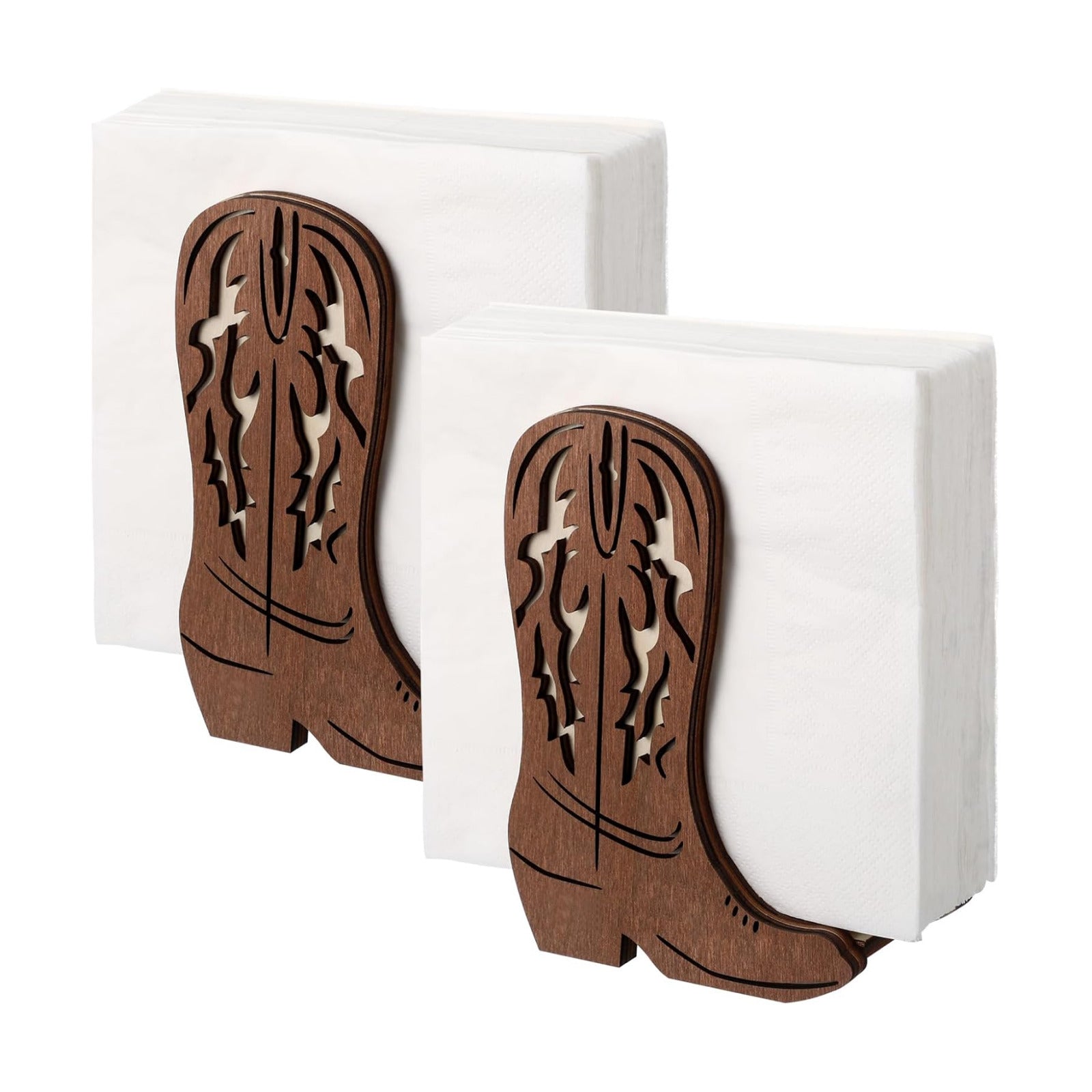 Western Cowboy Boot Napkin Holder / Wood / Set of 2
