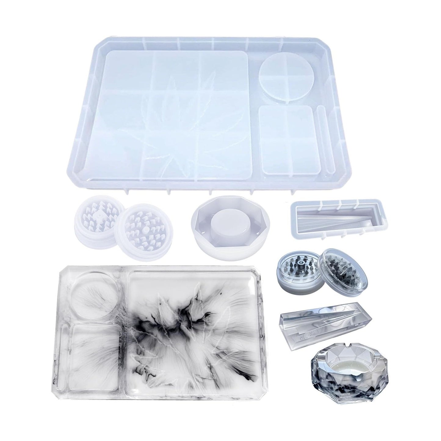 Large Rolling Tray Mold and Grinder Mold for Grind and Storage DIY / Resin Molds Set / Set of 5