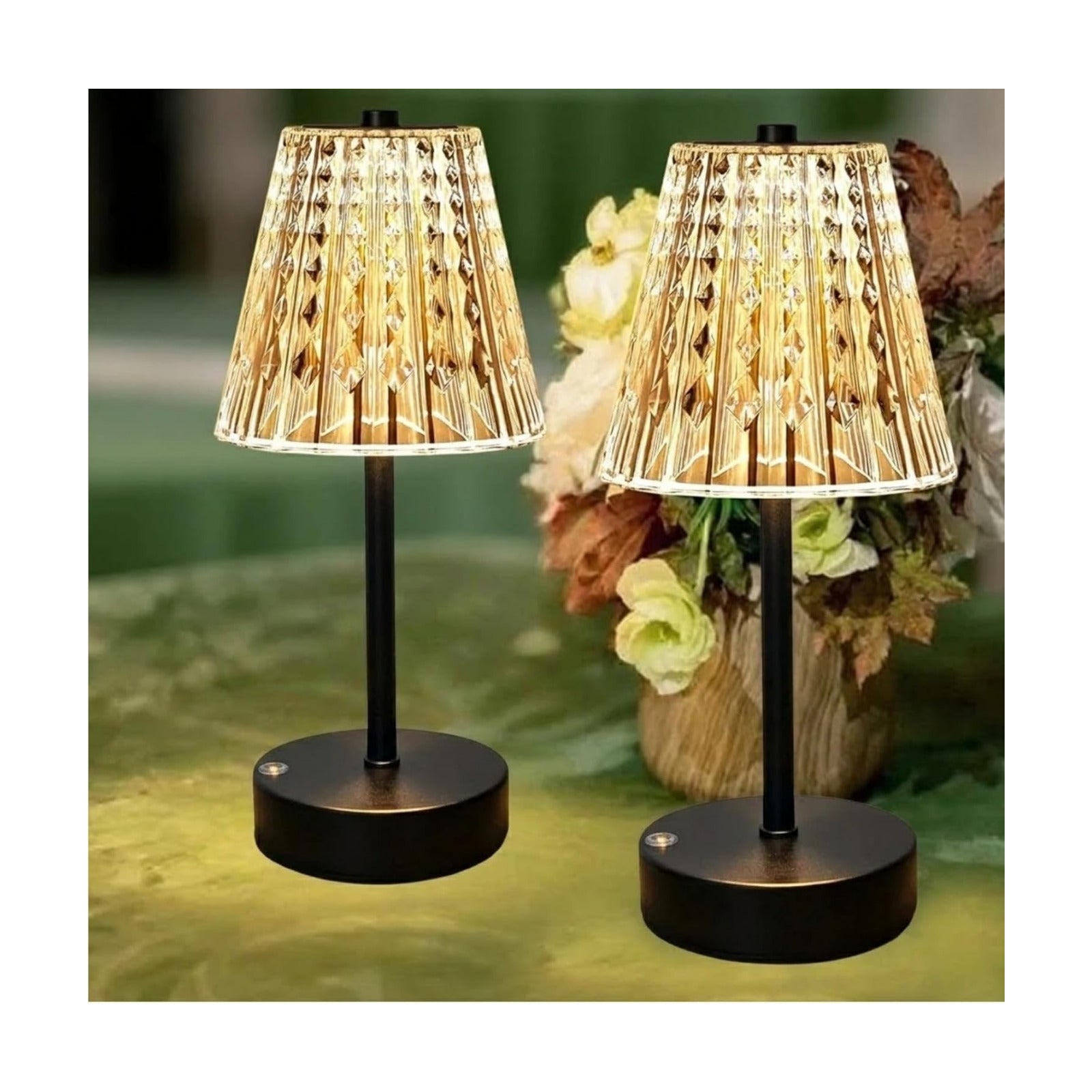 Black Cordless Lamps Rechargeable Set of 2,Small Battery Operated Table Lamp Wireless,Mini Table Lamp for Restaurant