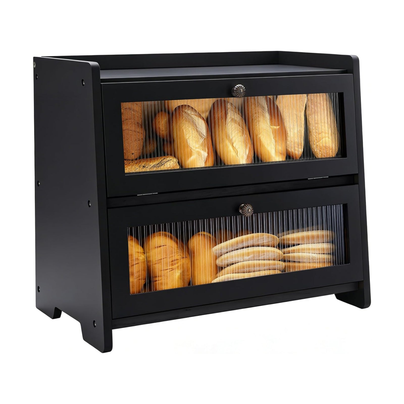 VEDALIO Bread Box For Kitchen Countertop, Black Breadbox, Bread Boxes for Kitchen Counter Organizer Decor Storage