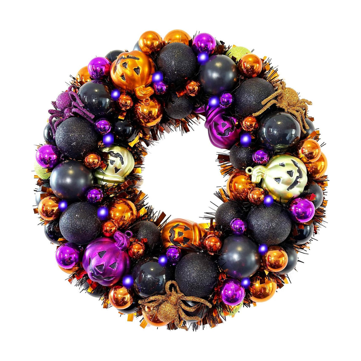 HipTree 13.8 Inch Halloween Ball Wreath for Front Door with Lights
