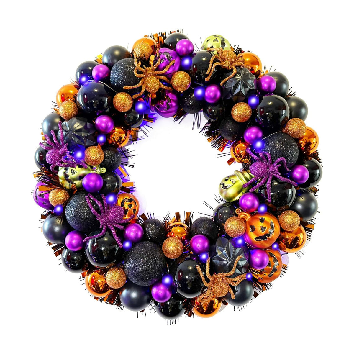 HipTree 17 Inch Halloween Ball Wreath for Front Door with Lights