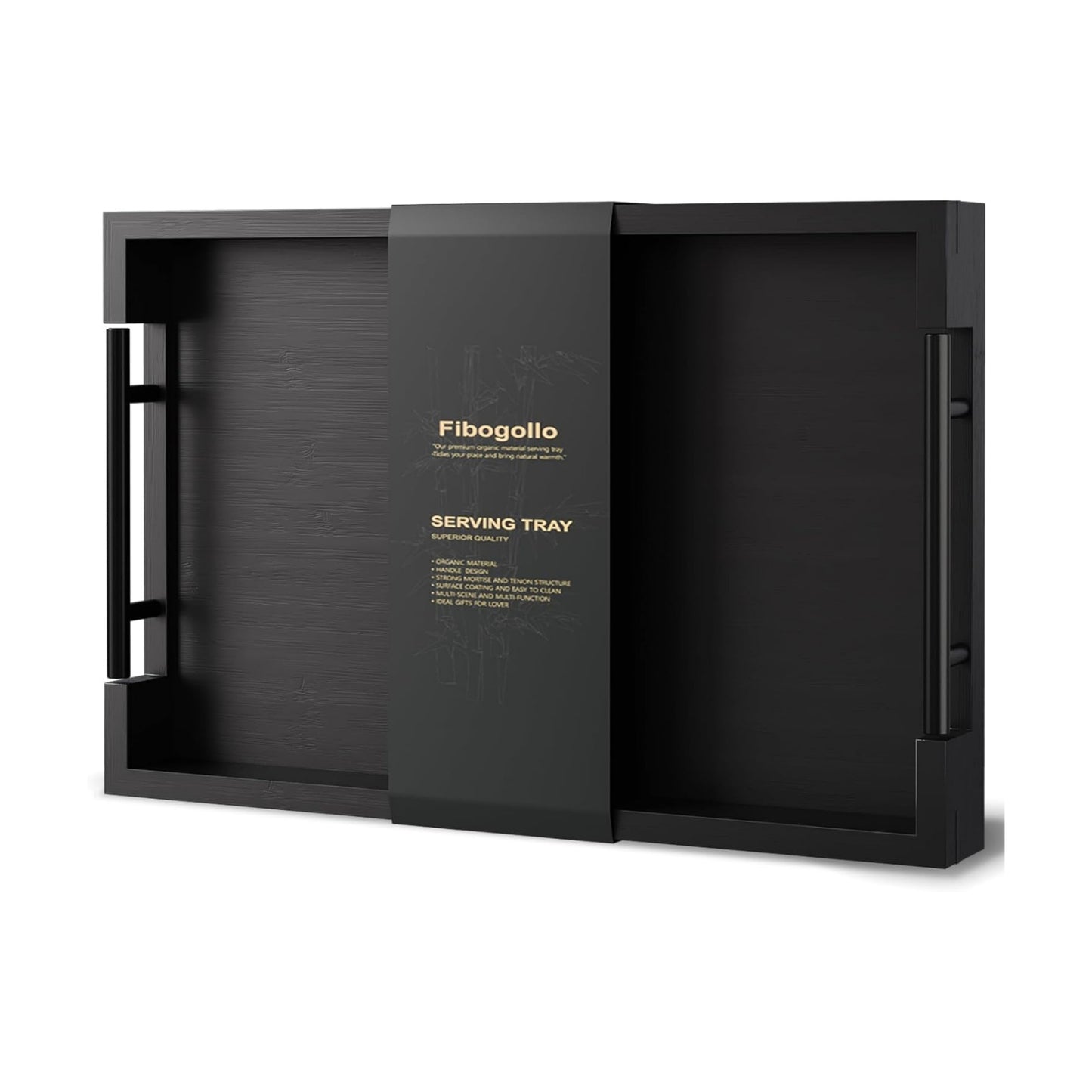 Bamboo Serving Tray / Black-medium / 15 x 10